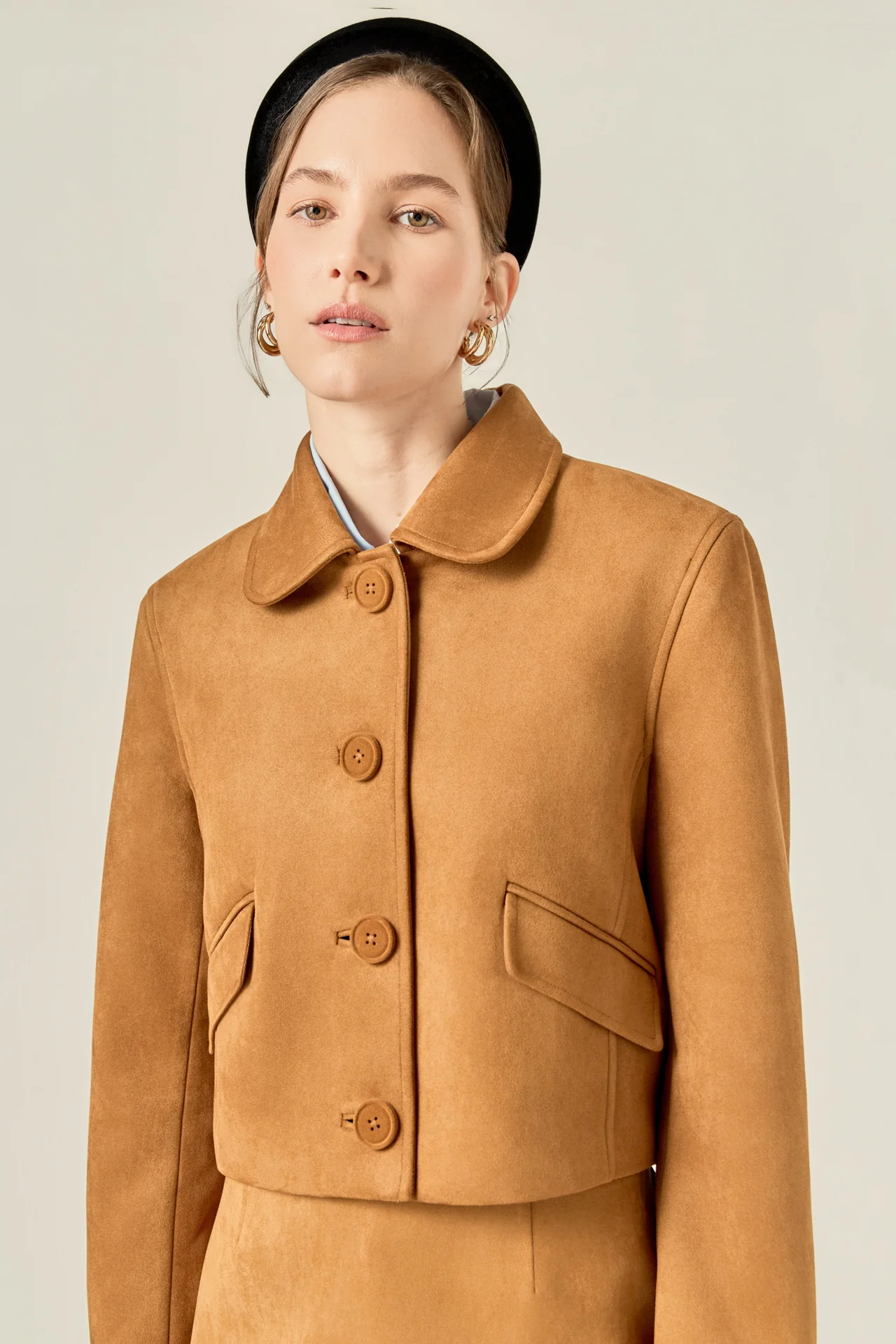 Faux Suede Big Button Jacket - Image 6