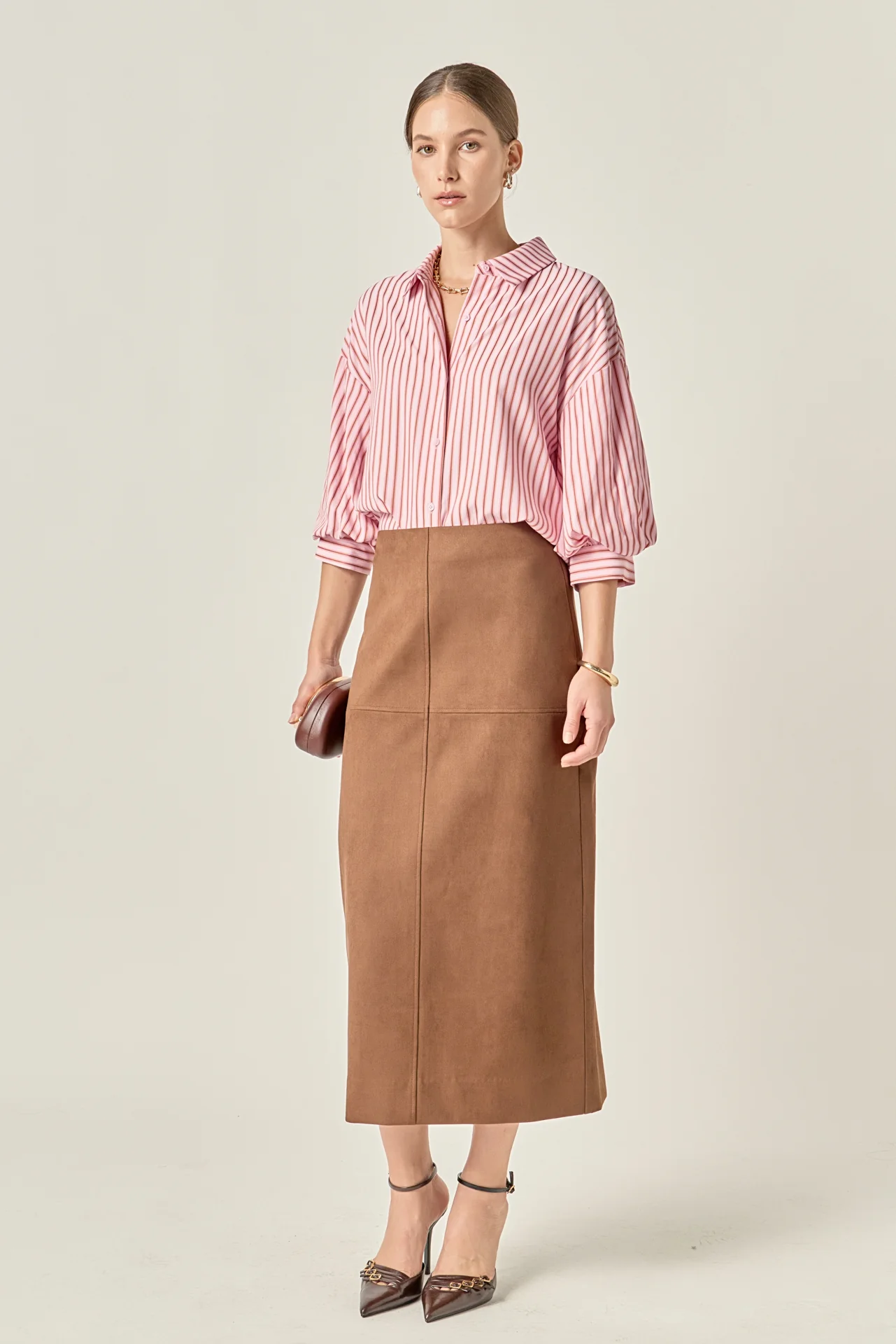 Faux Suede Midi Skirt - Image 10
