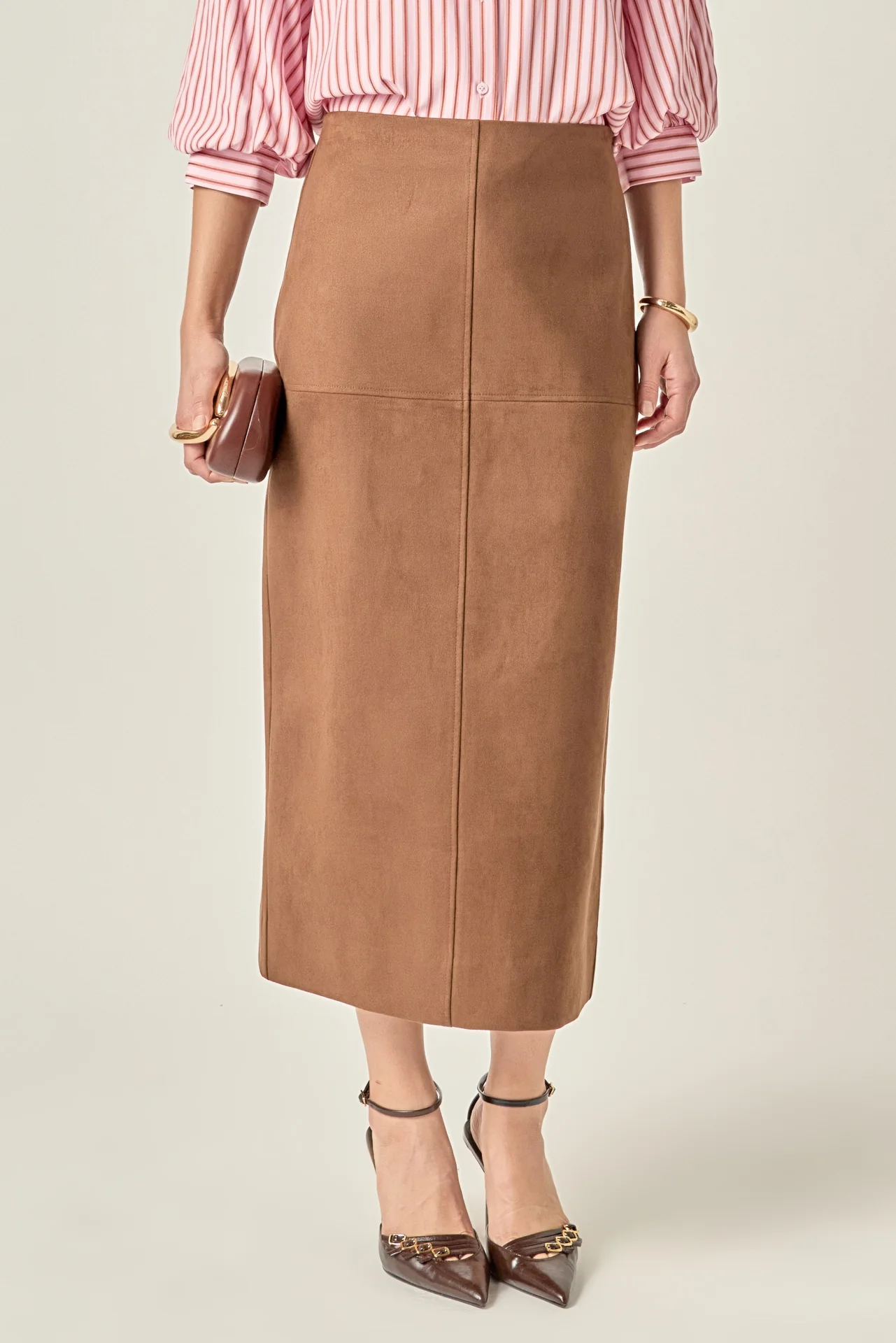 Faux Suede Midi Skirt - Image 12