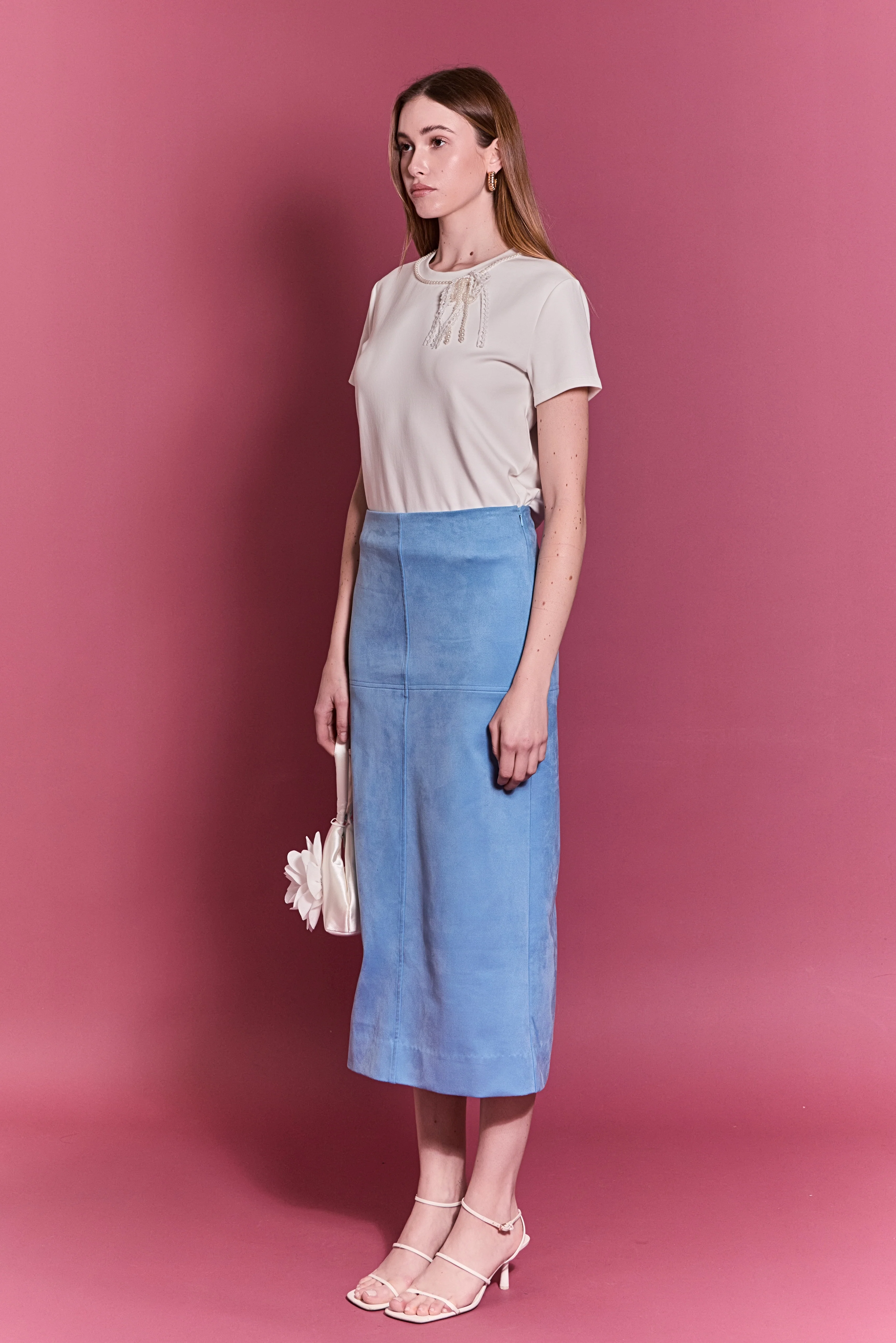 Faux Suede Midi Skirt - Image 3