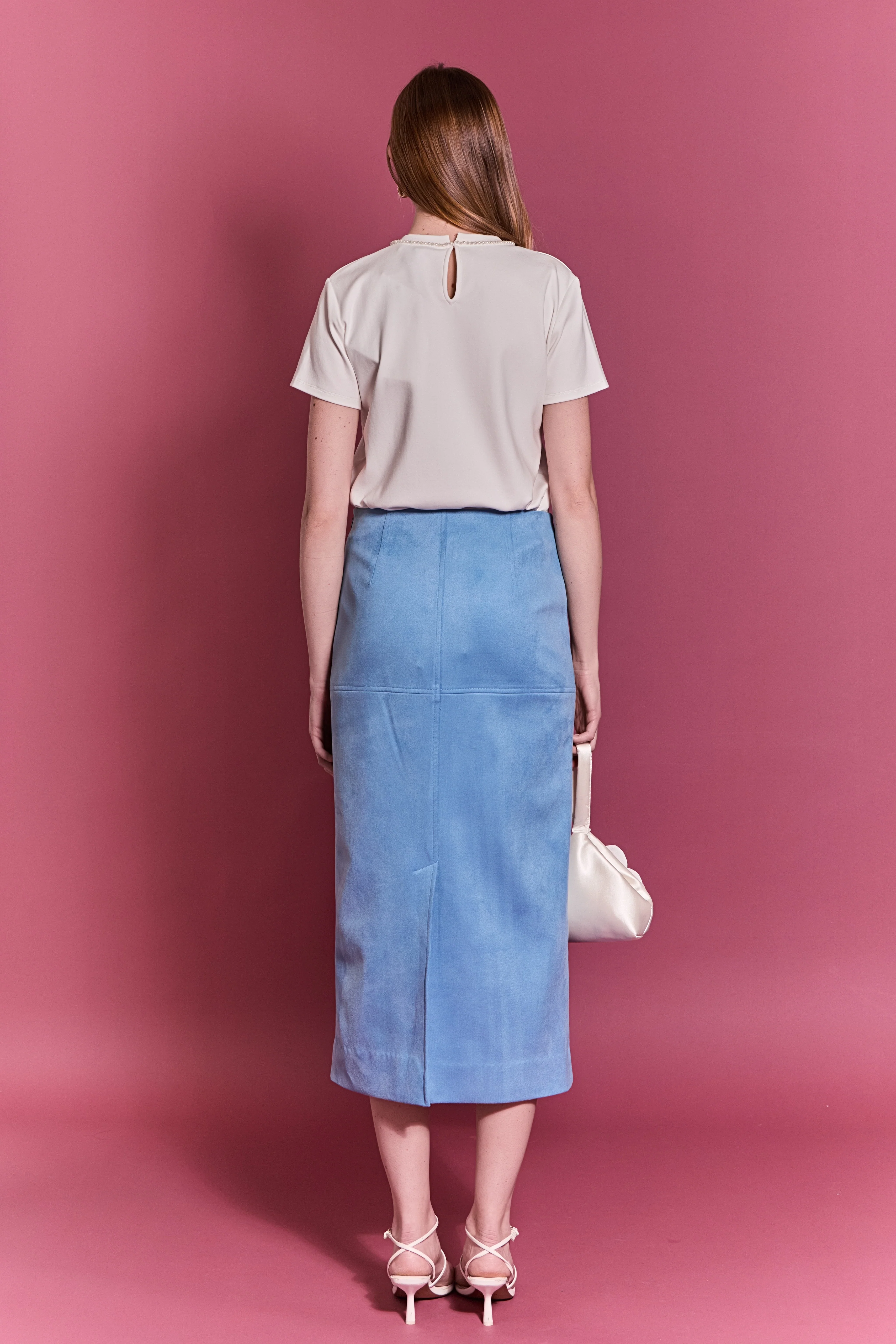 Faux Suede Midi Skirt - Image 4