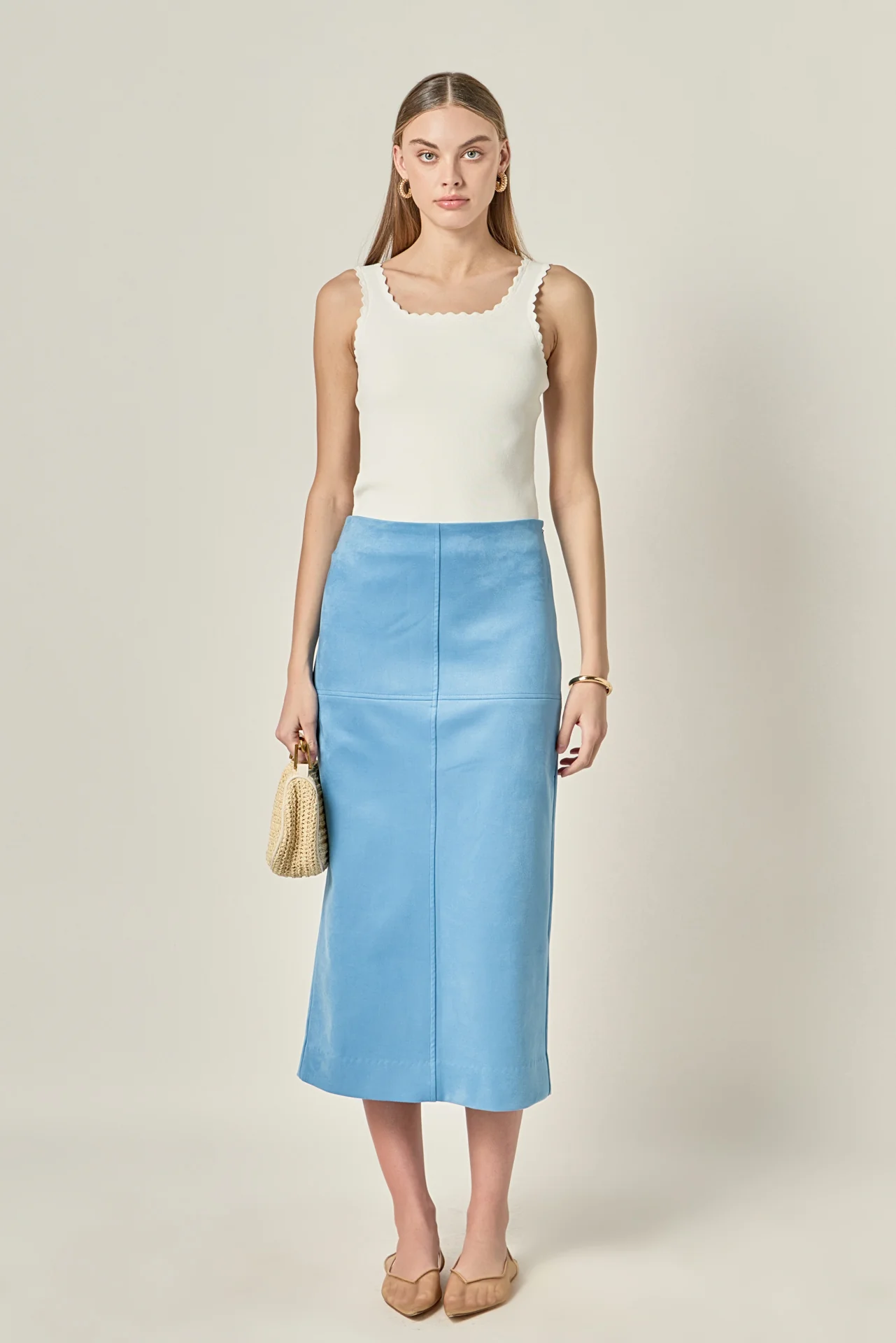 Faux Suede Midi Skirt - Image 7