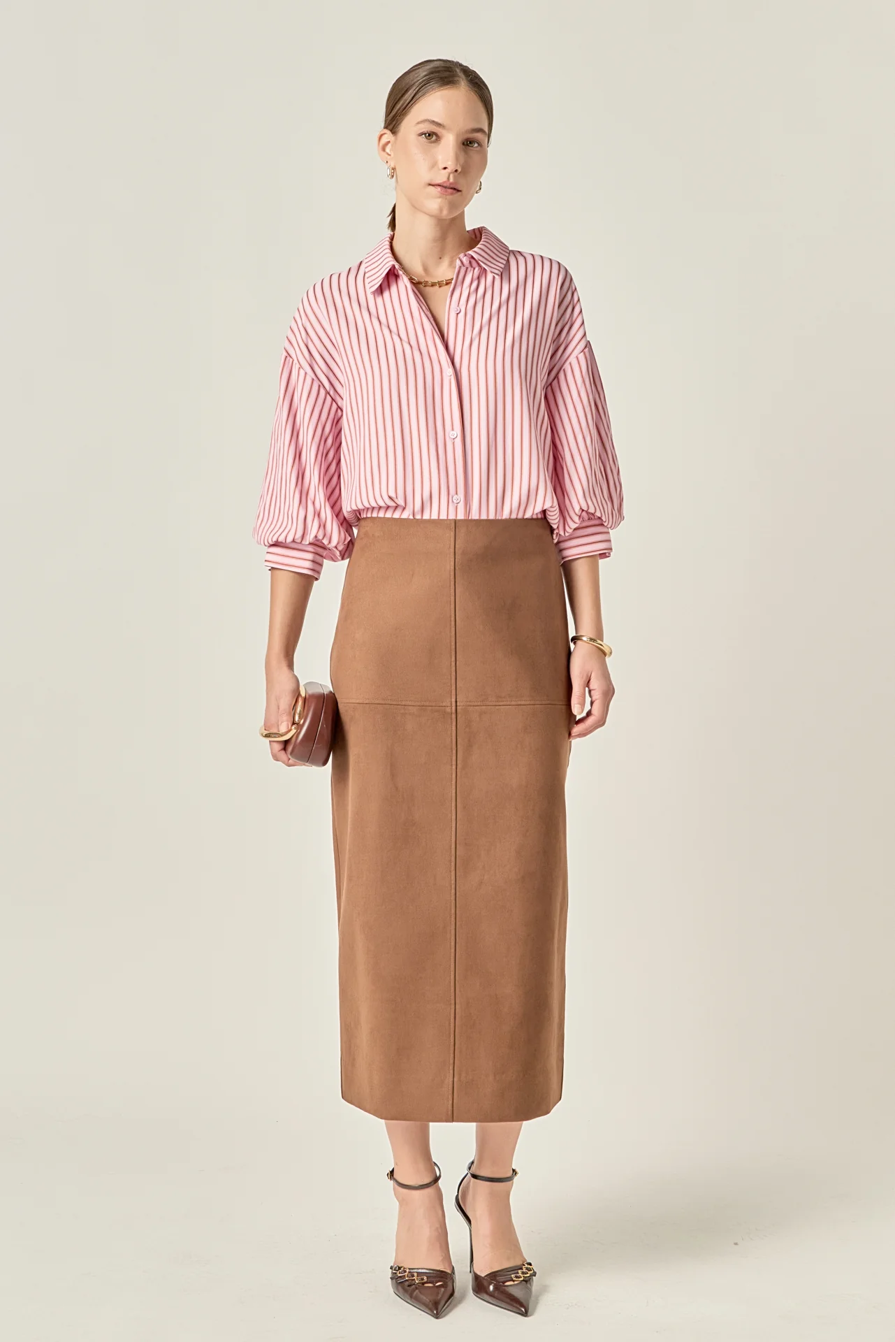 Faux Suede Midi Skirt - Image 8