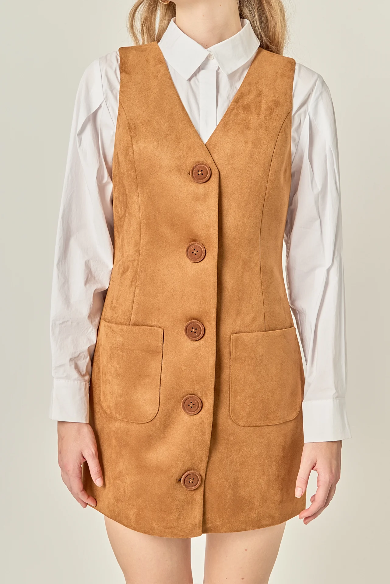 Faux Suede Vest Dress - Image 2