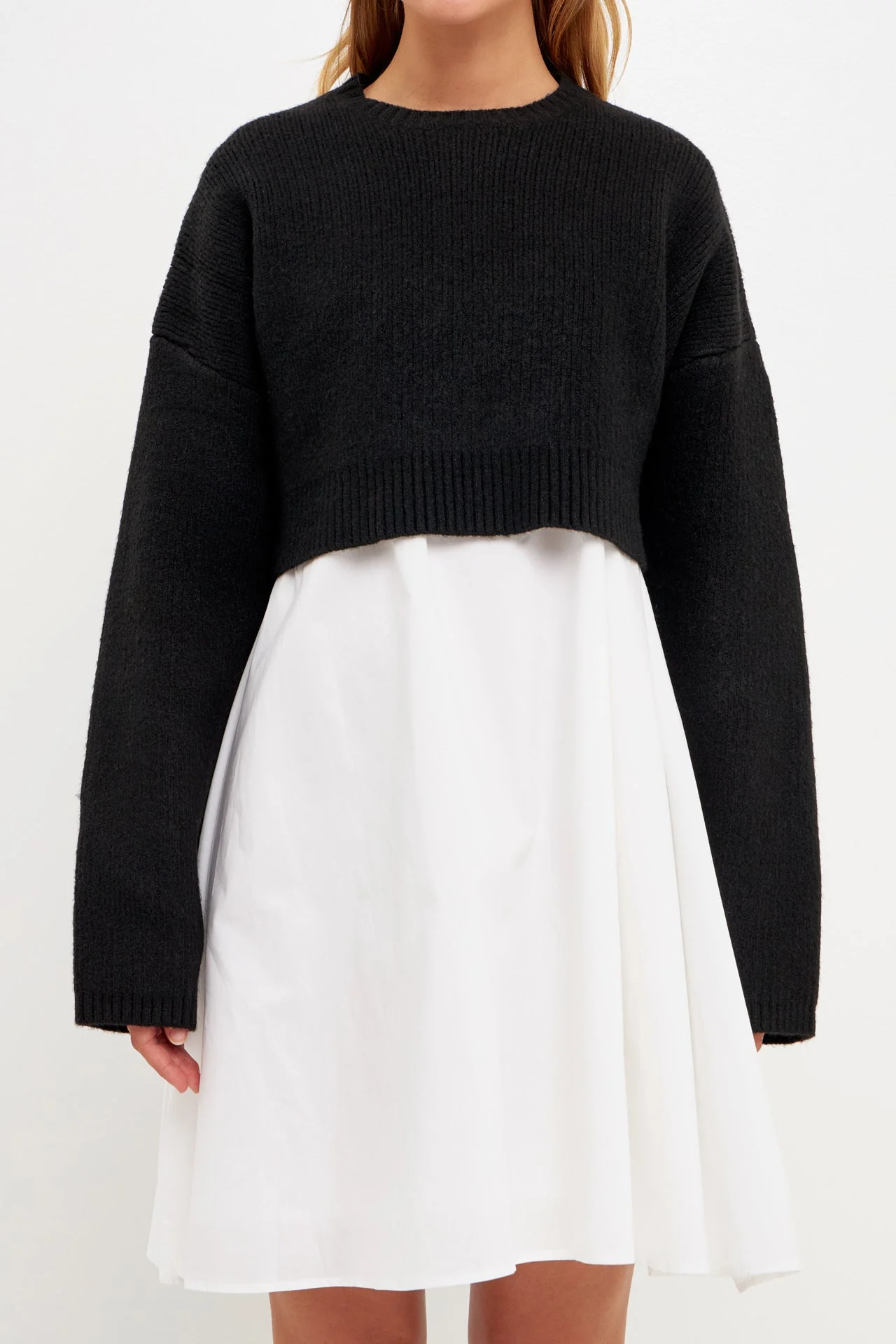 Sweater with Poplin Mini Dress - Image 2