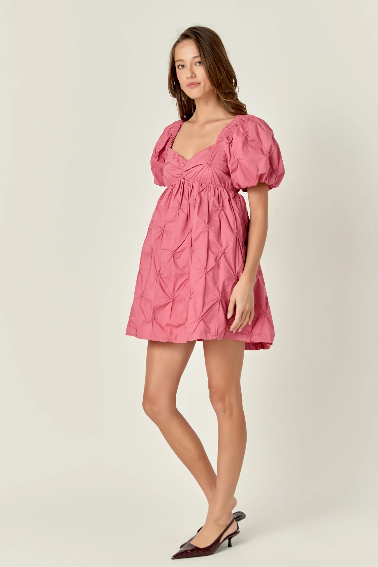 Textured Babydoll Mini Dress - Image 3