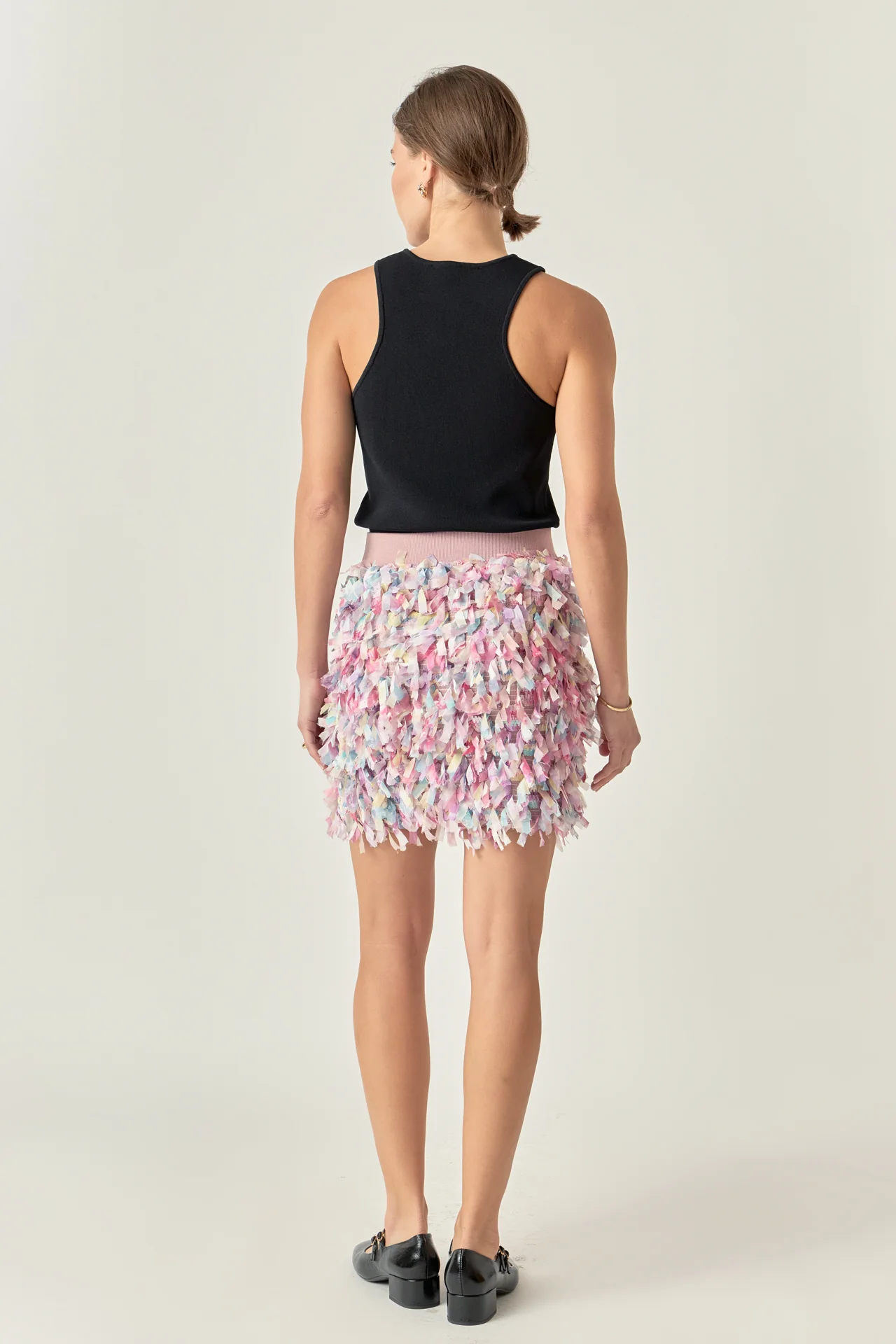 Premium Textured Ribbon High Waisted Mini Skirt - Image 4