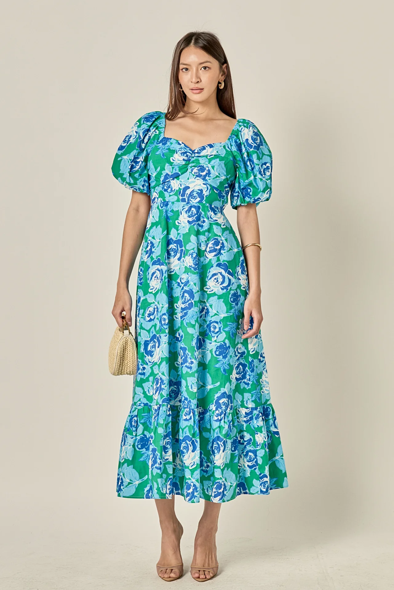 Floral Tie Back Puff Sleeve Maxi Dress - Image 6