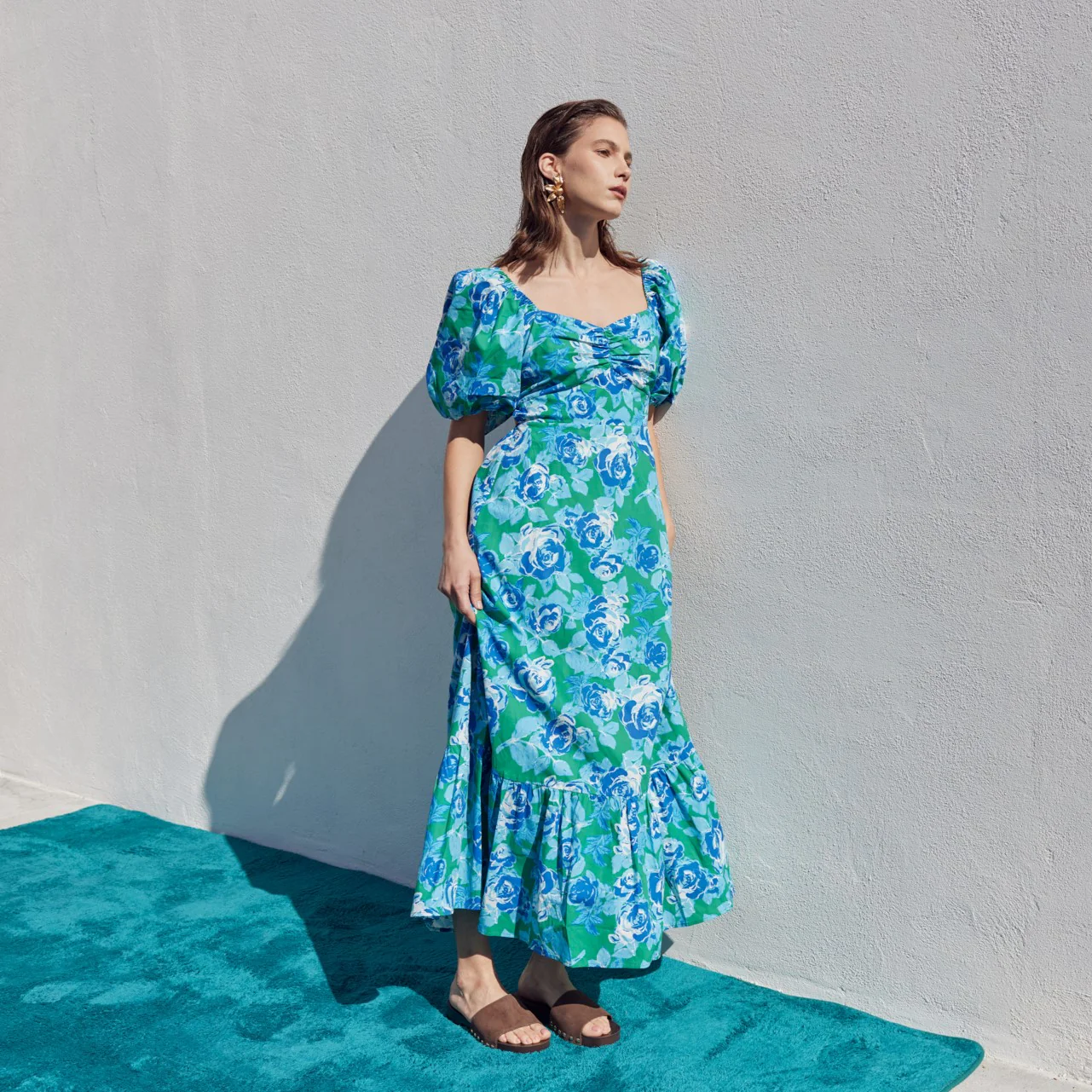 Floral Tie Back Puff Sleeve Maxi Dress - Image 7