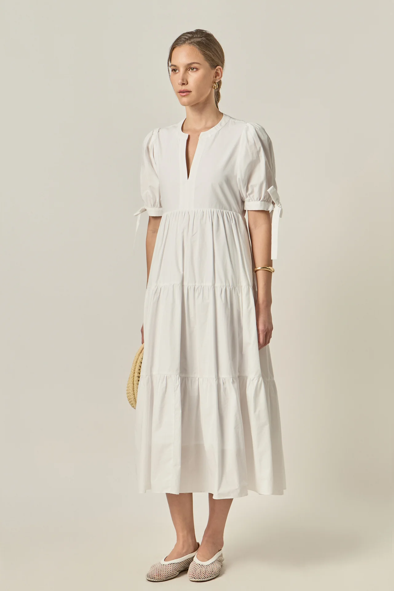 Tiered Midi Dress with Bow-Tie Sleeves - Image 11