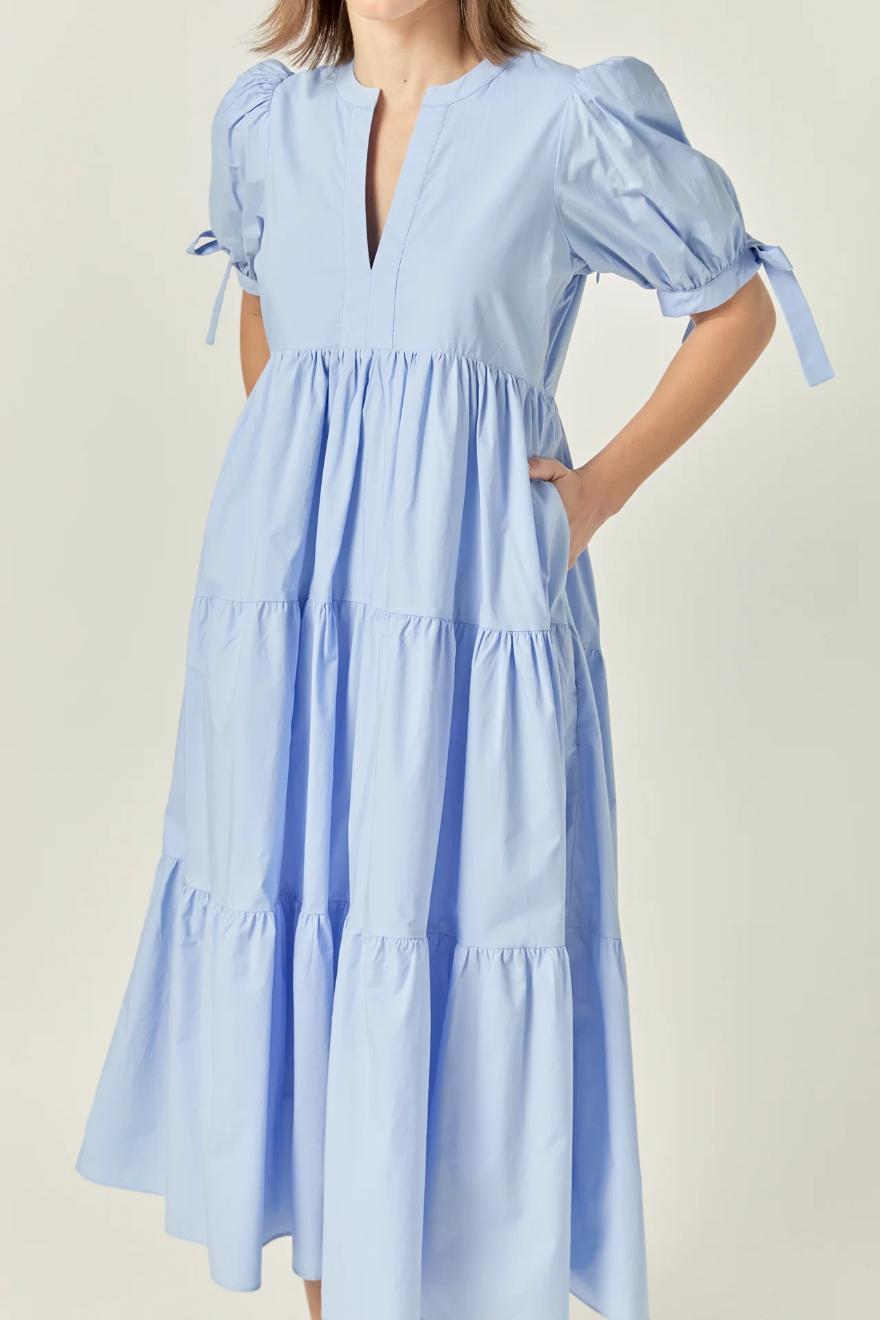 Tiered Midi Dress with Bow-Tie Sleeves - Image 15