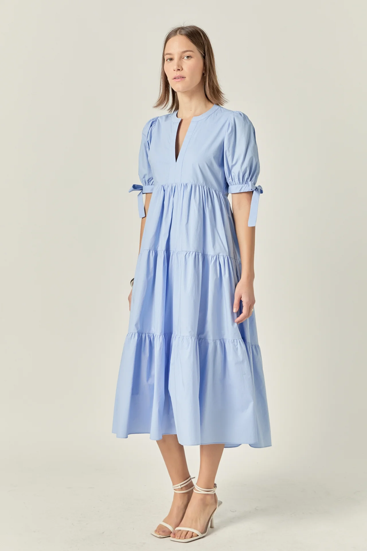 Tiered Midi Dress with Bow-Tie Sleeves - Image 16