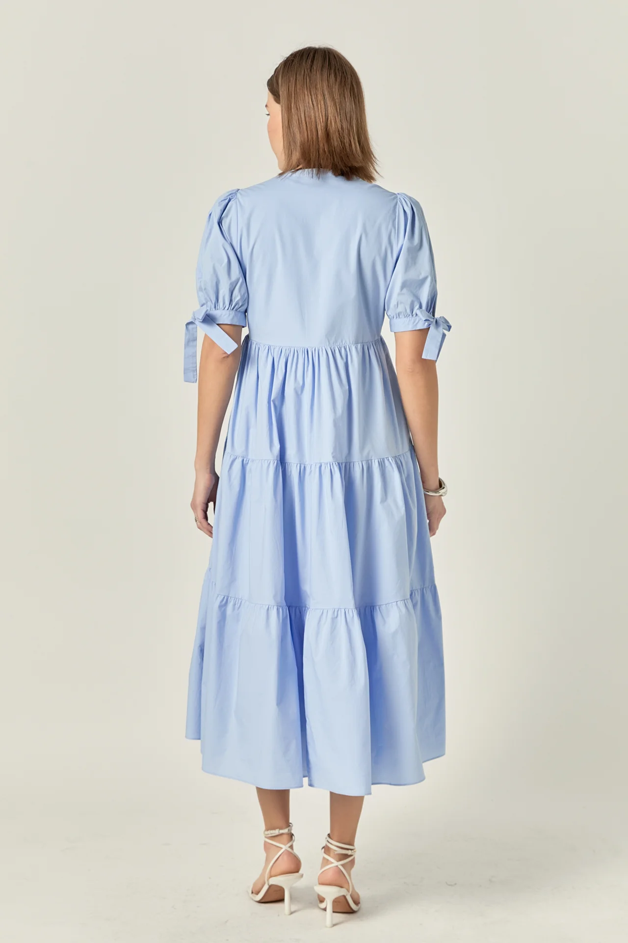 Tiered Midi Dress with Bow-Tie Sleeves - Image 17