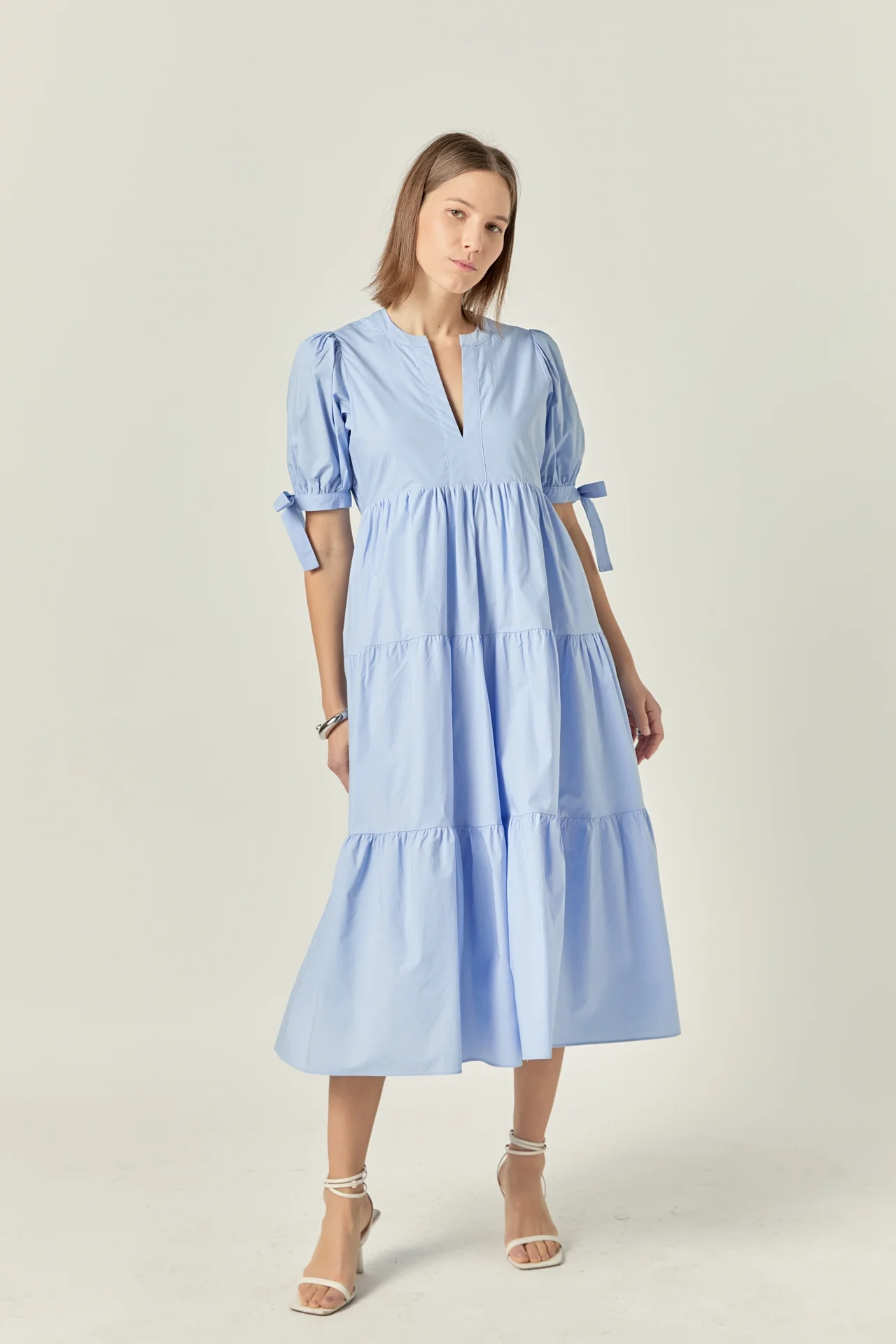 Tiered Midi Dress with Bow-Tie Sleeves - Image 18