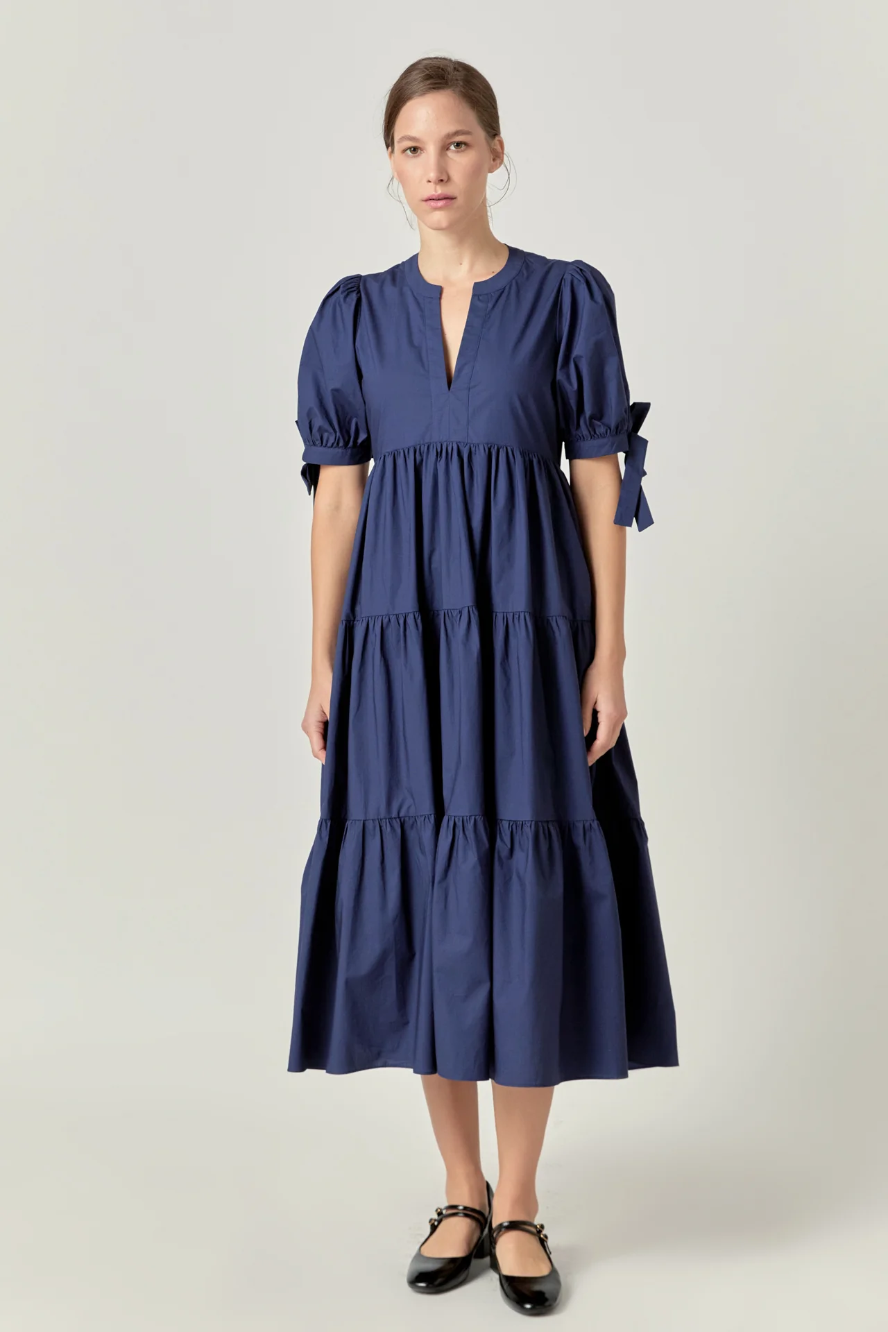 Tiered Midi Dress with Bow-Tie Sleeves - Image 19