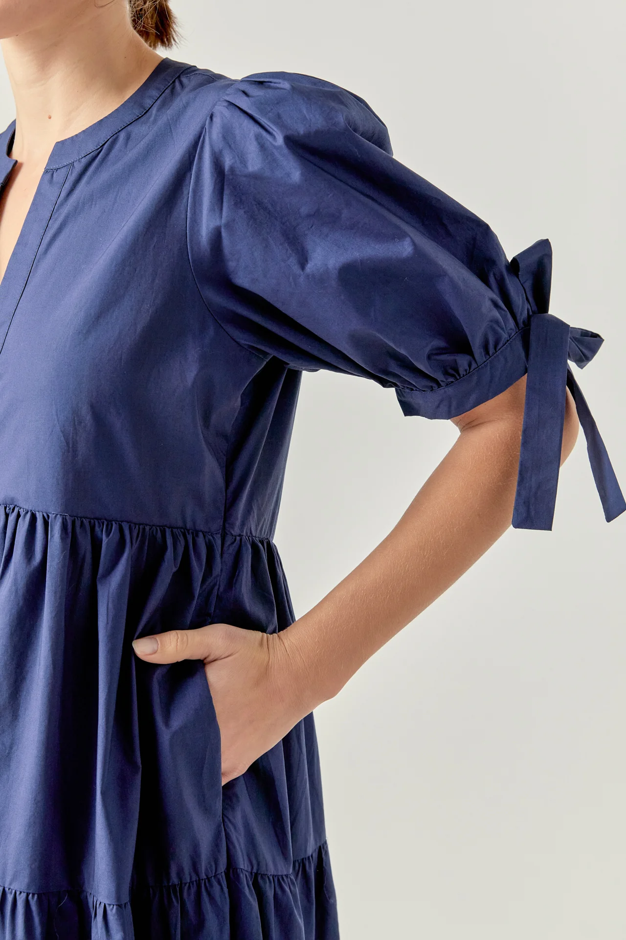 Tiered Midi Dress with Bow-Tie Sleeves - Image 20