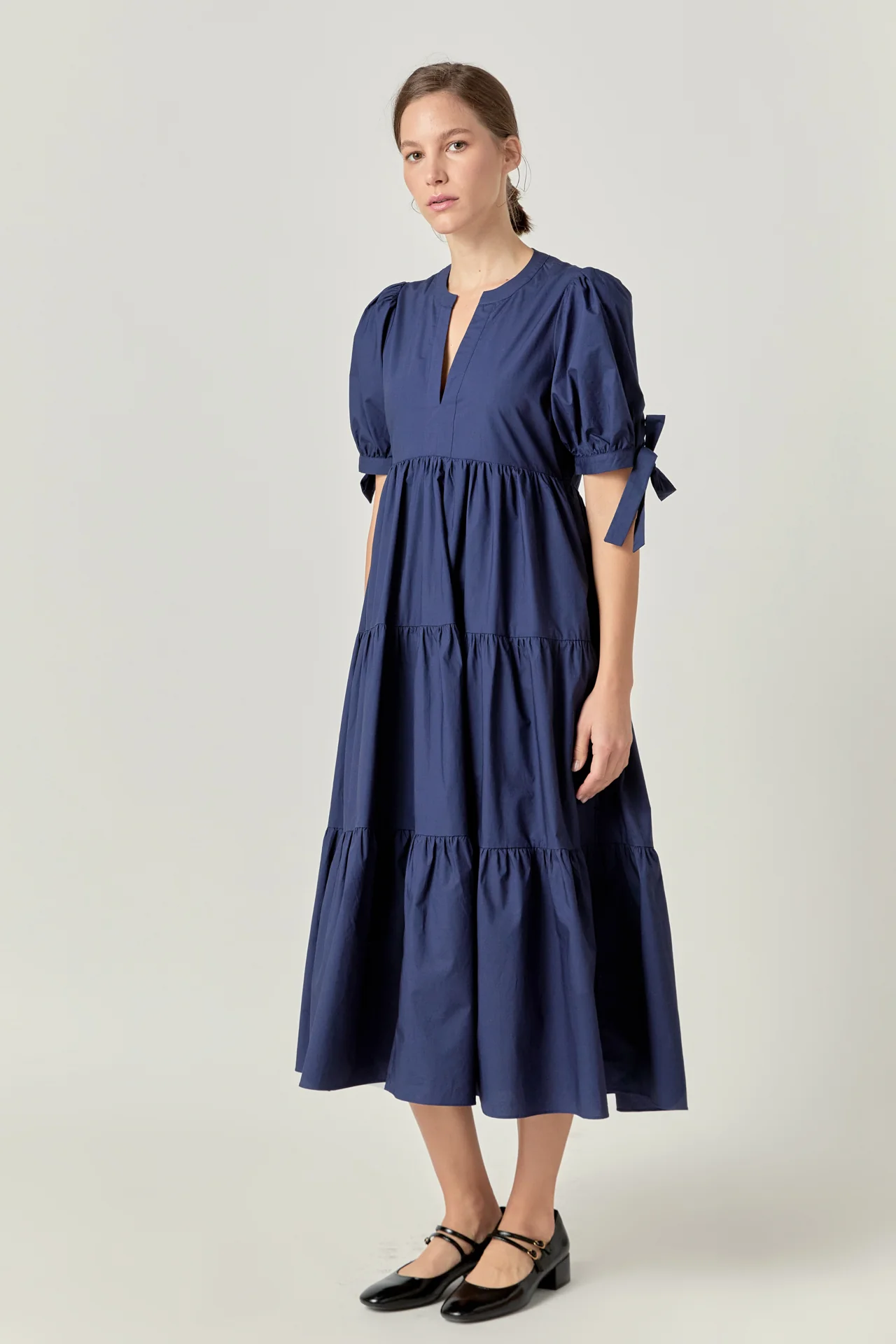 Tiered Midi Dress with Bow-Tie Sleeves - Image 21