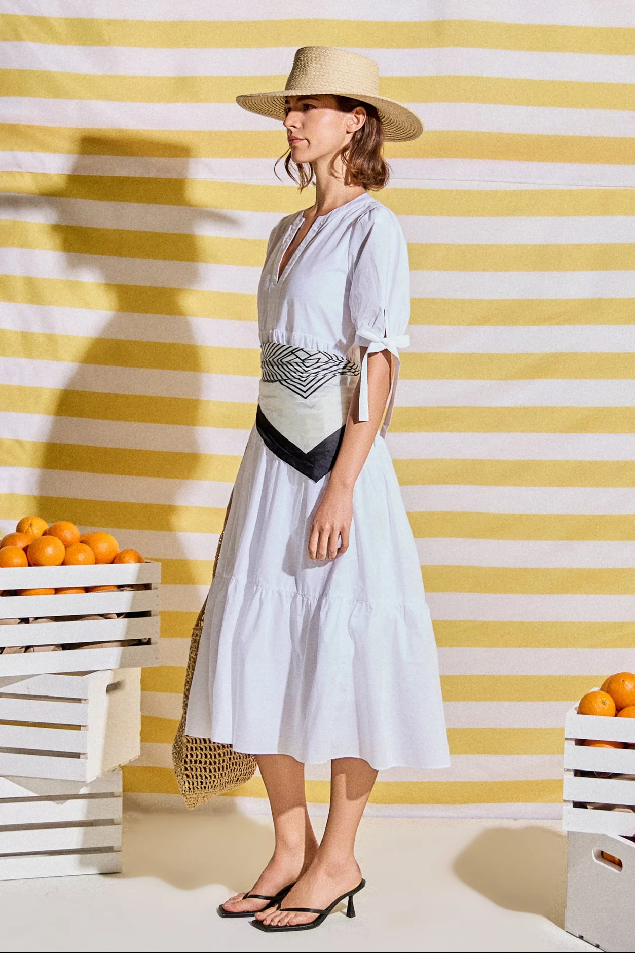 Tiered Midi Dress with Bow-Tie Sleeves - Image 3