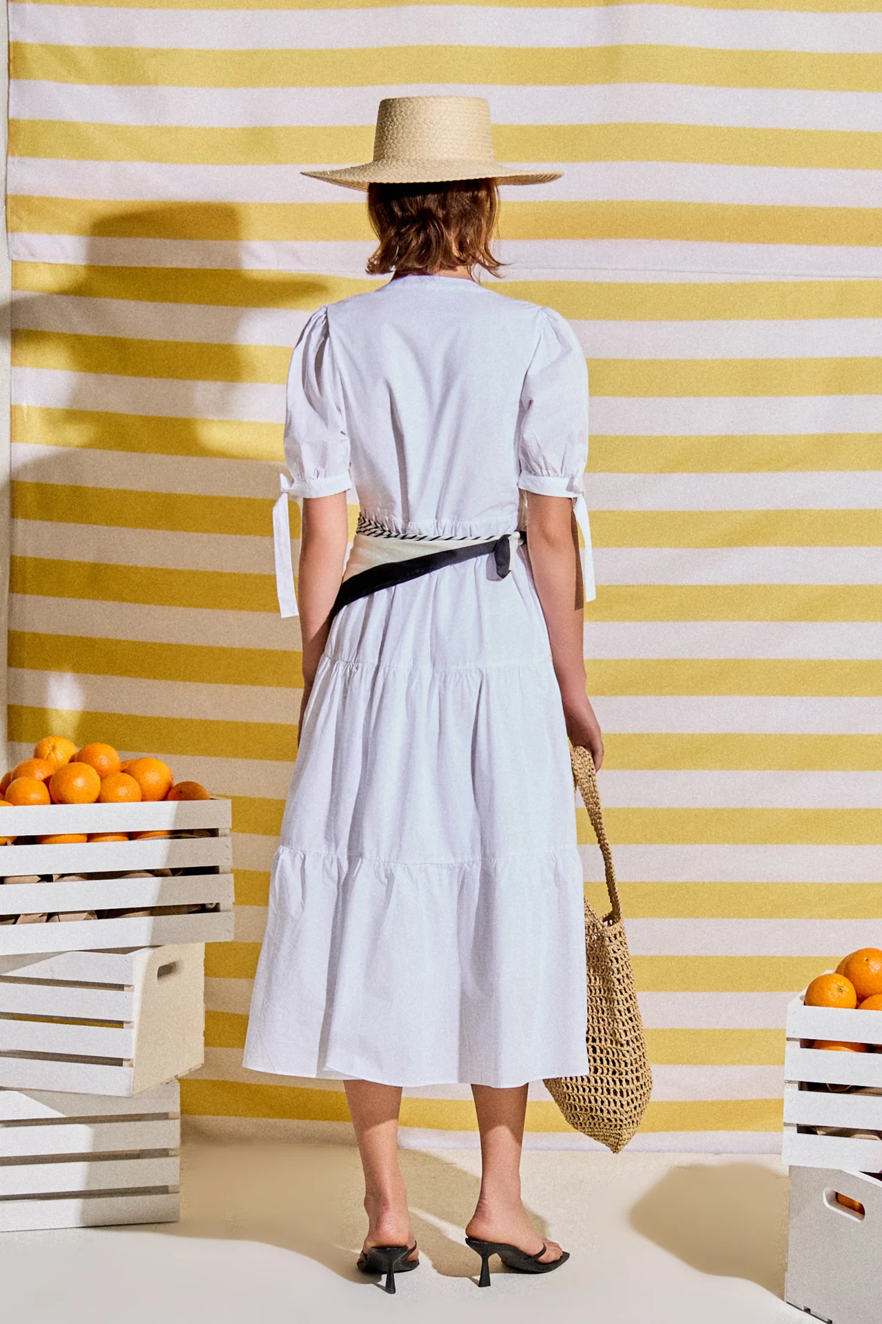 Tiered Midi Dress with Bow-Tie Sleeves - Image 4