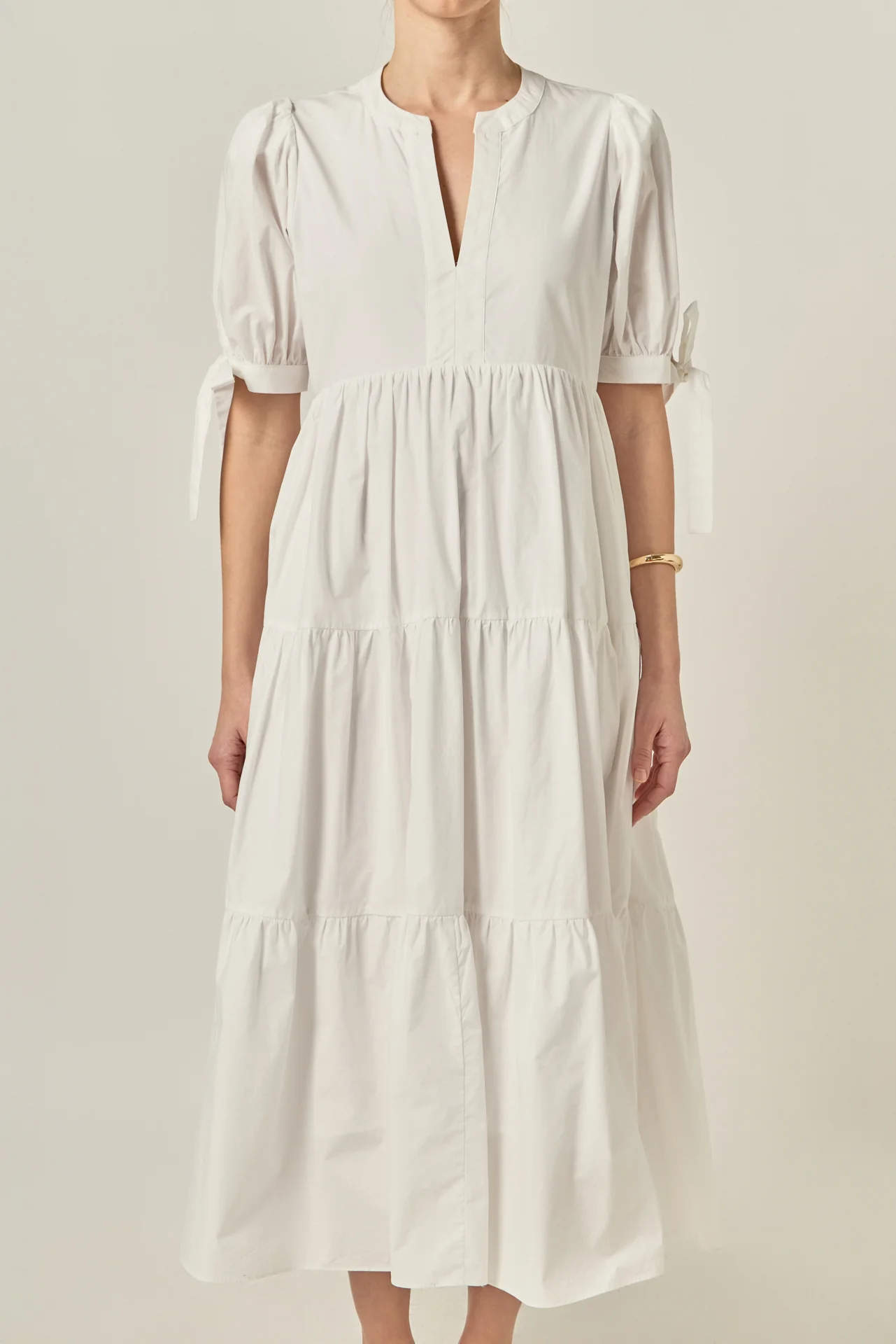 Tiered Midi Dress with Bow-Tie Sleeves - Image 7