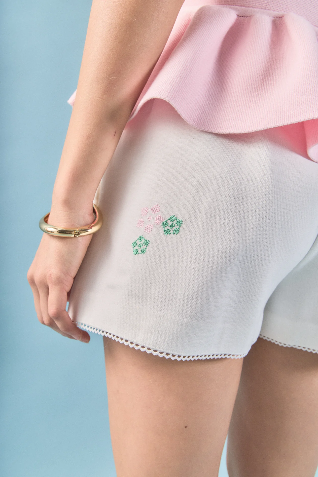 Lila Tropical Embroidered Shorts - Image 3