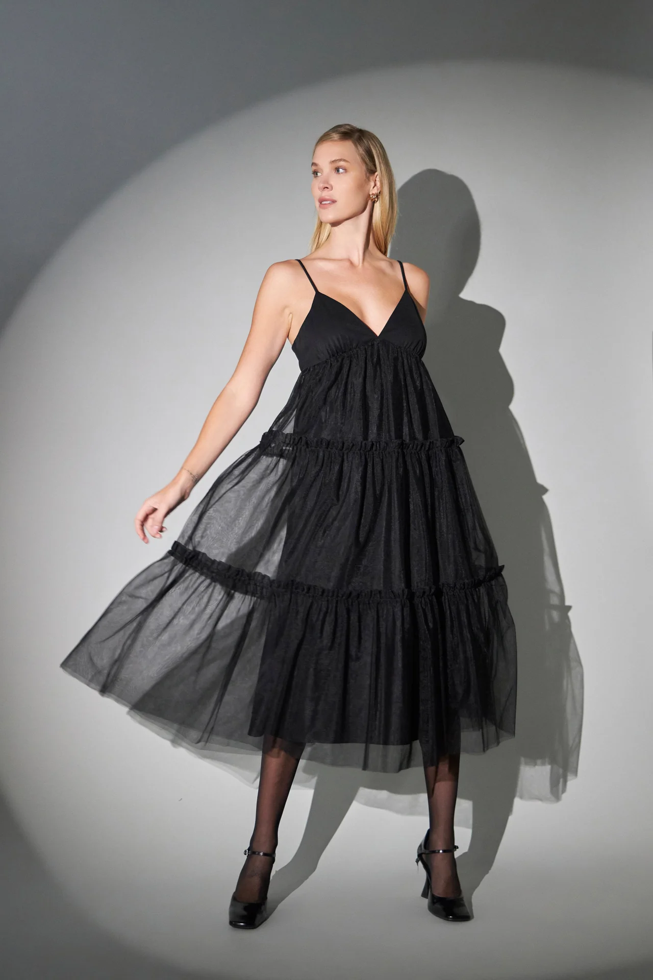 Tulle Contrast Midi Dress - Image 10
