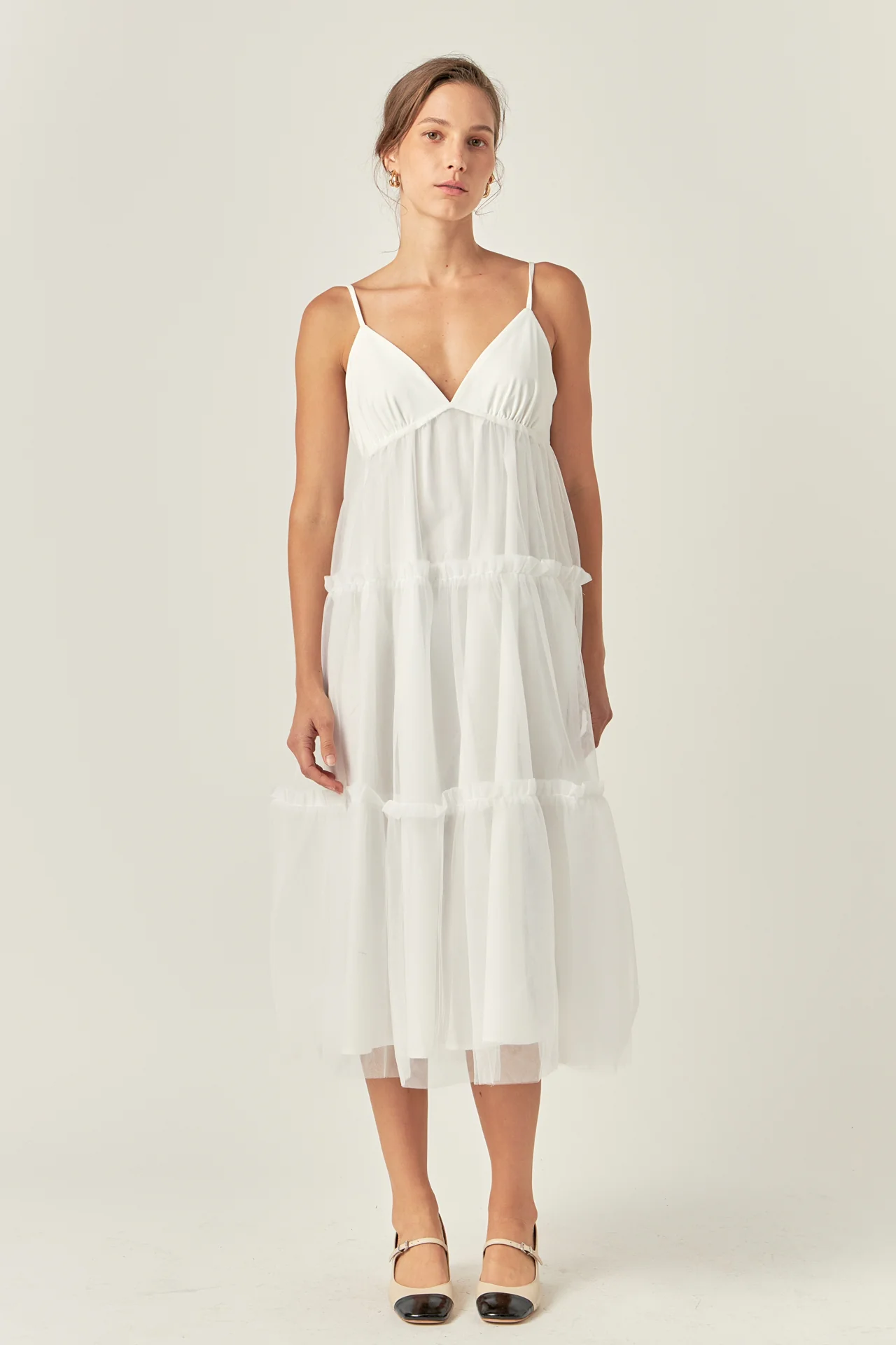 Tulle Contrast Midi Dress - Image 11