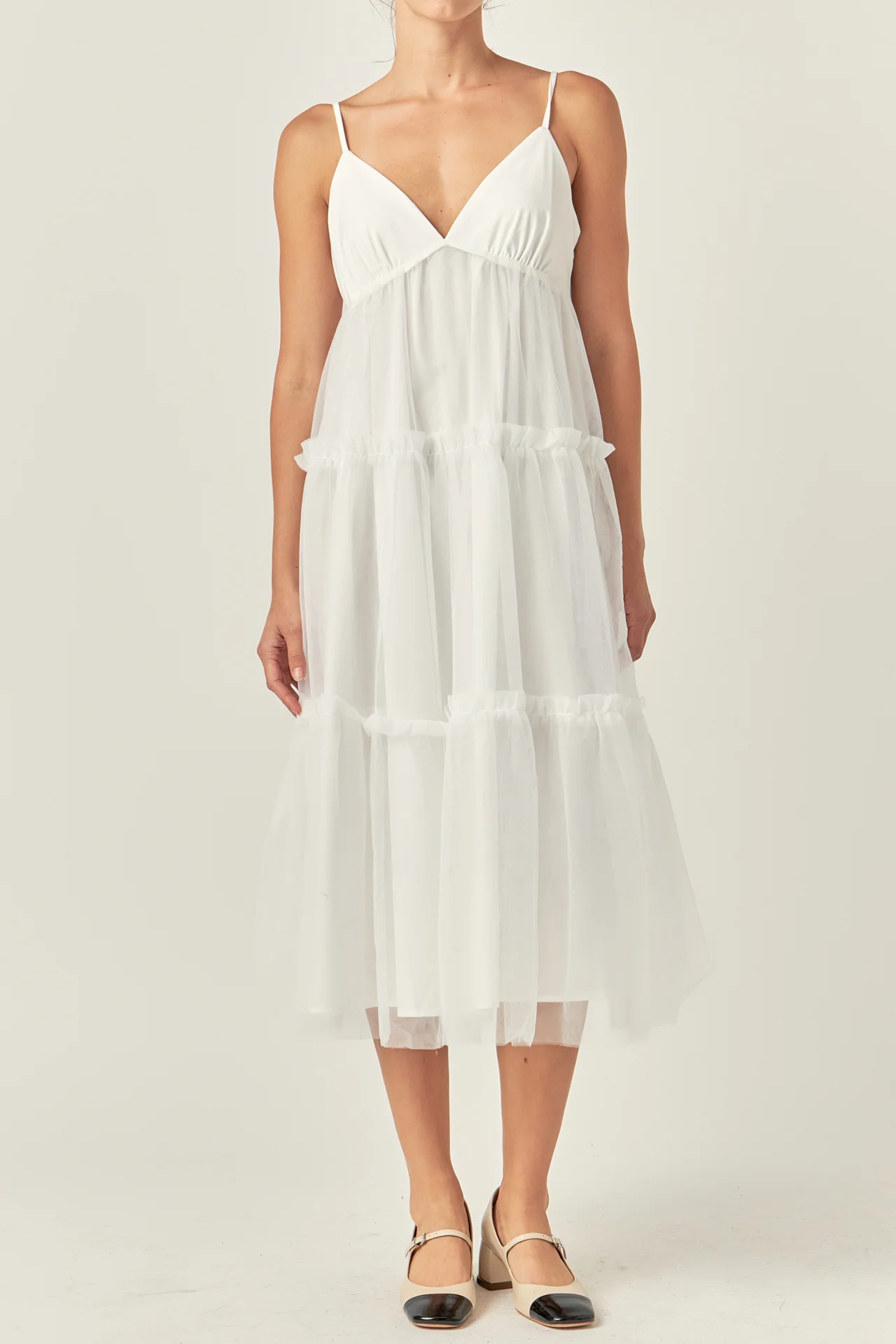 Tulle Contrast Midi Dress - Image 12