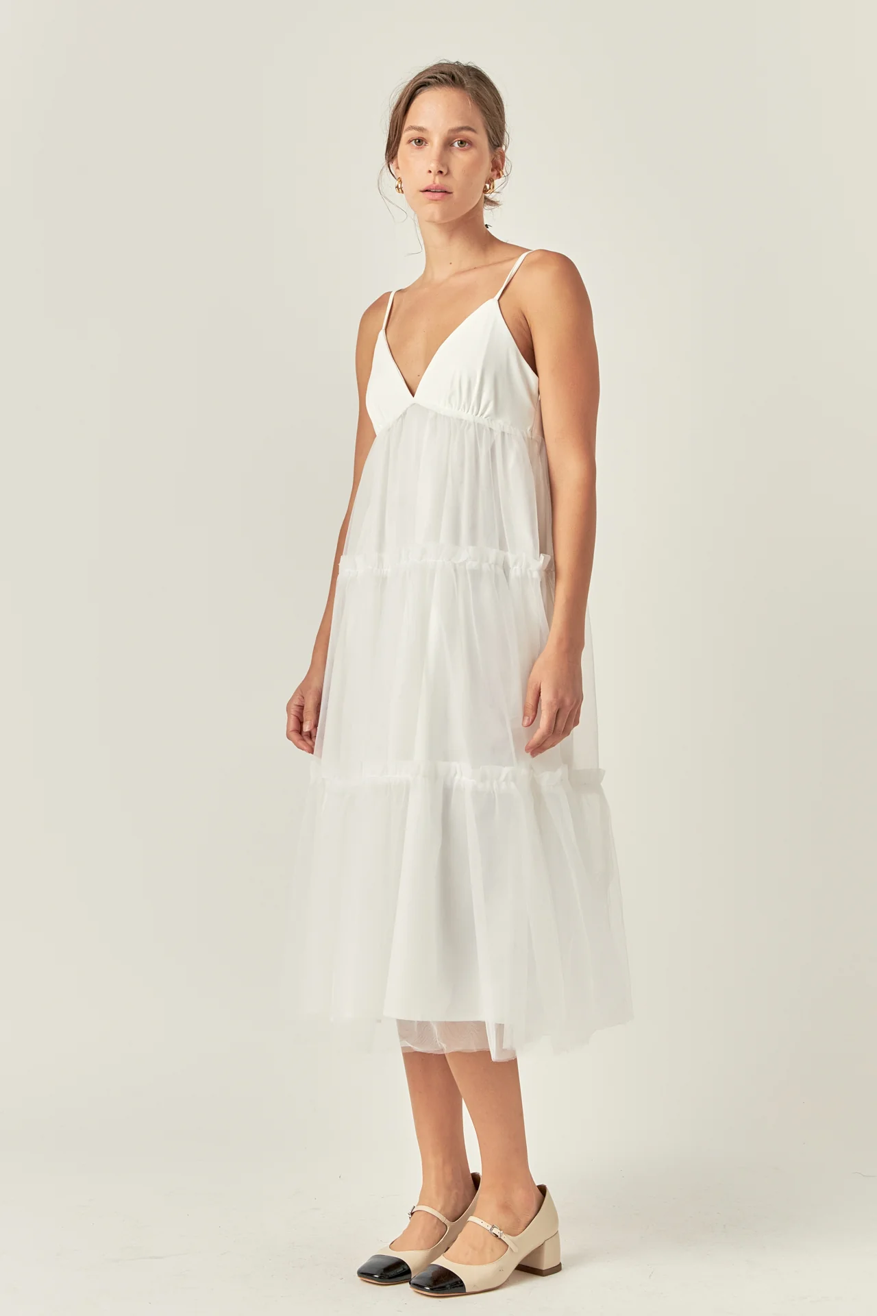 Tulle Contrast Midi Dress - Image 13