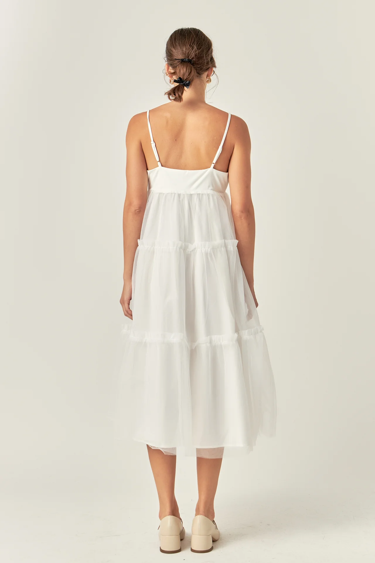 Tulle Contrast Midi Dress - Image 14