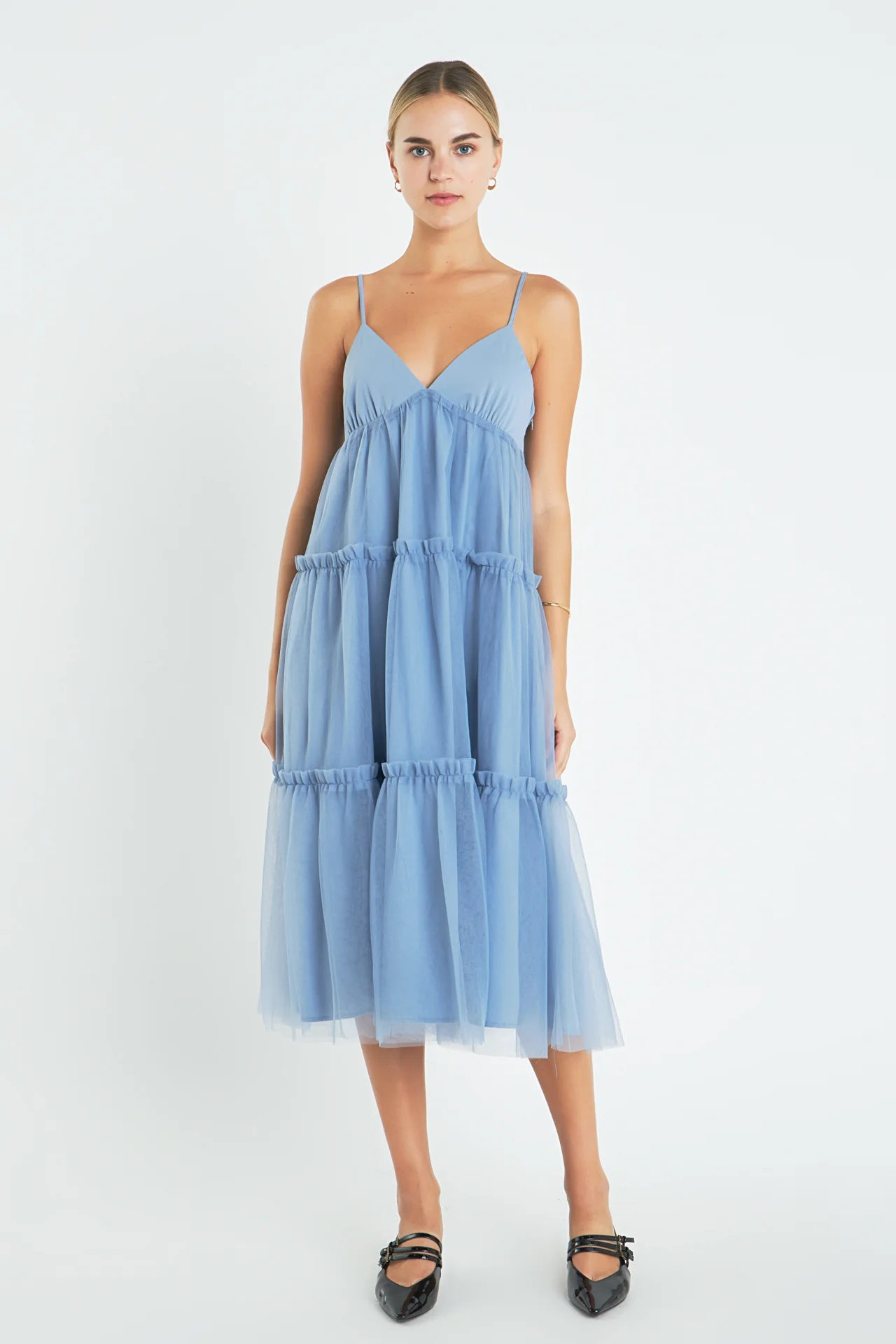 Tulle Contrast Midi Dress - Image 16