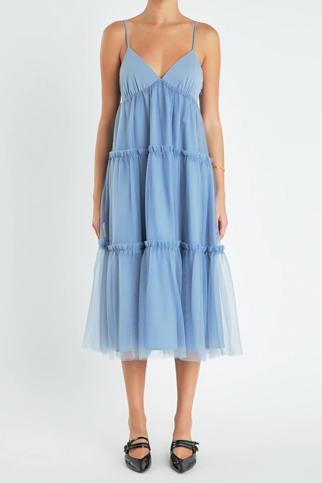 Tulle Contrast Midi Dress - Image 17