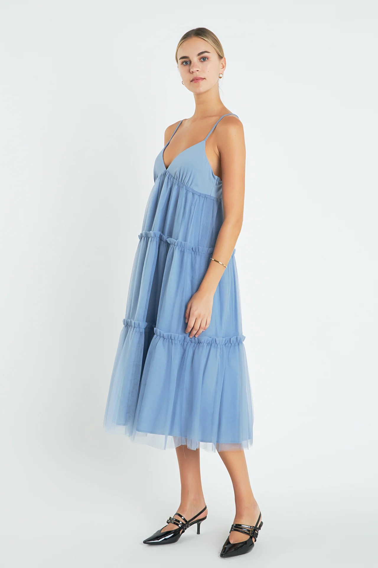Tulle Contrast Midi Dress - Image 18