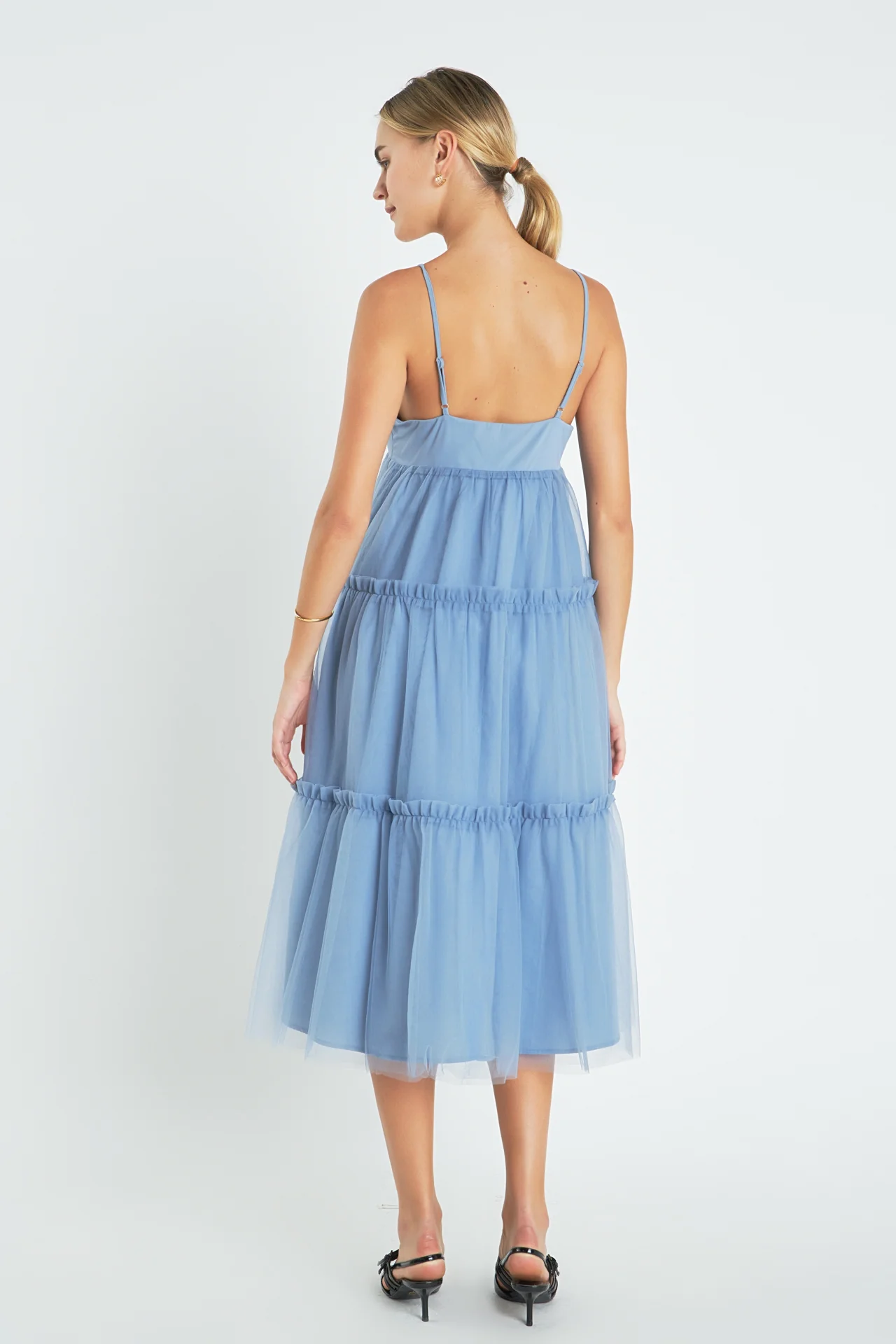 Tulle Contrast Midi Dress - Image 19