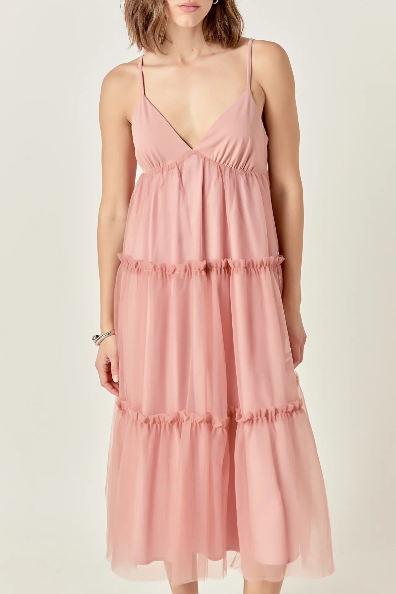 Tulle Contrast Midi Dress - Image 2