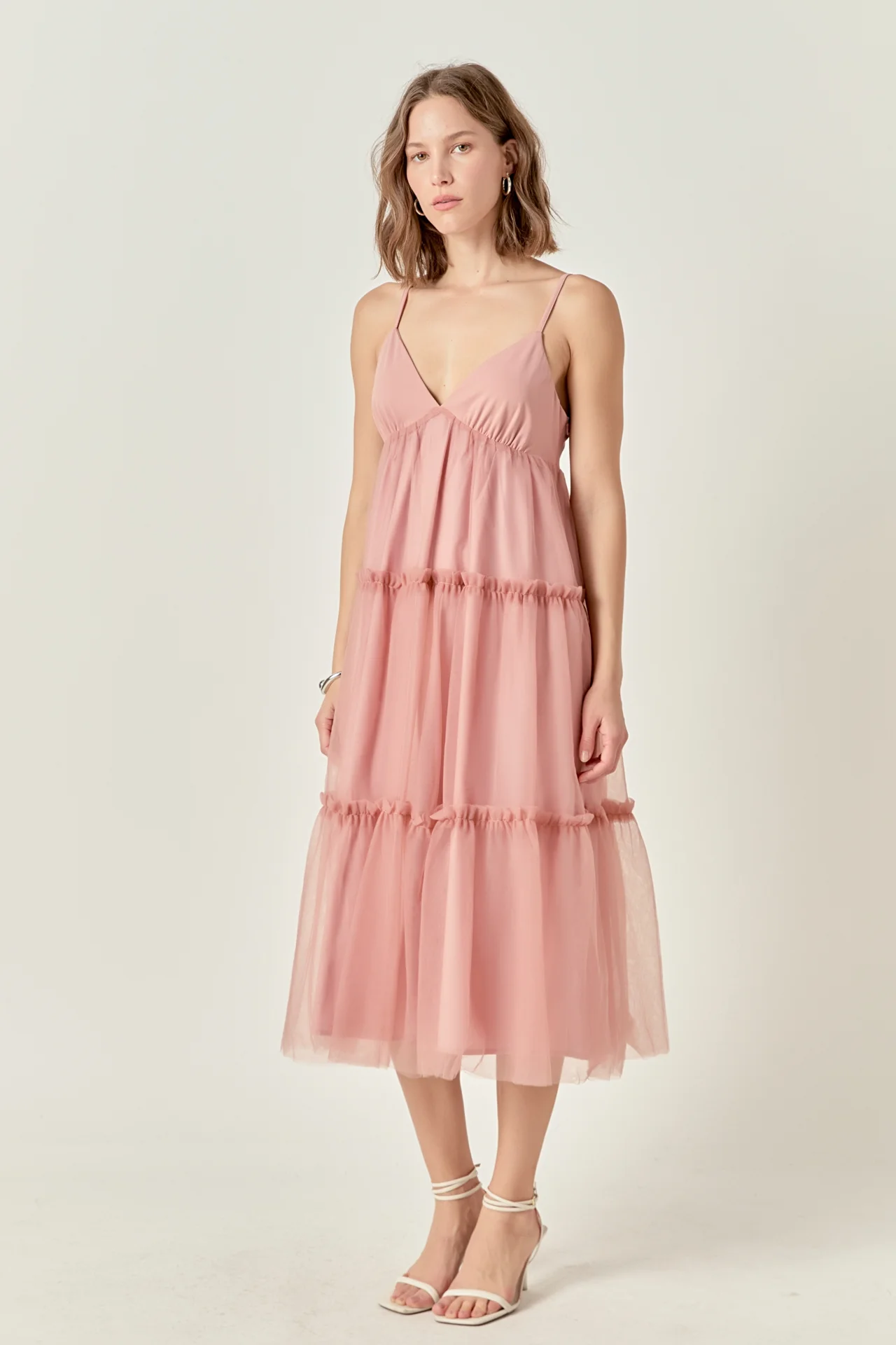 Tulle Contrast Midi Dress - Image 3