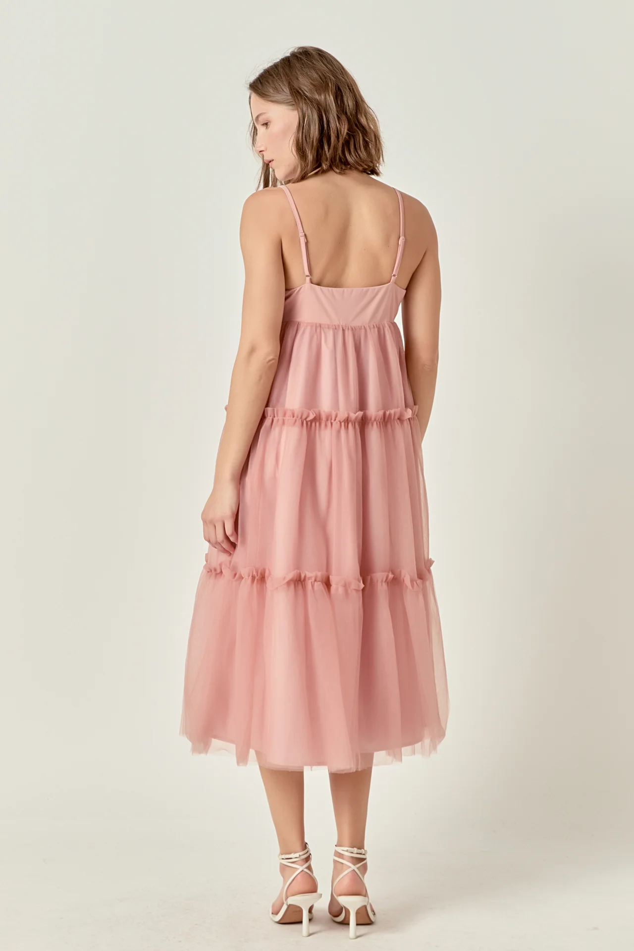Tulle Contrast Midi Dress - Image 4