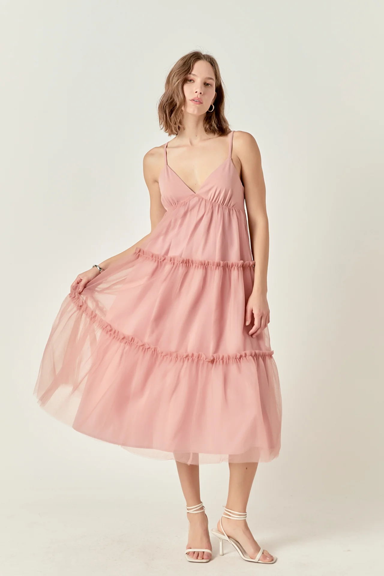 Tulle Contrast Midi Dress - Image 5