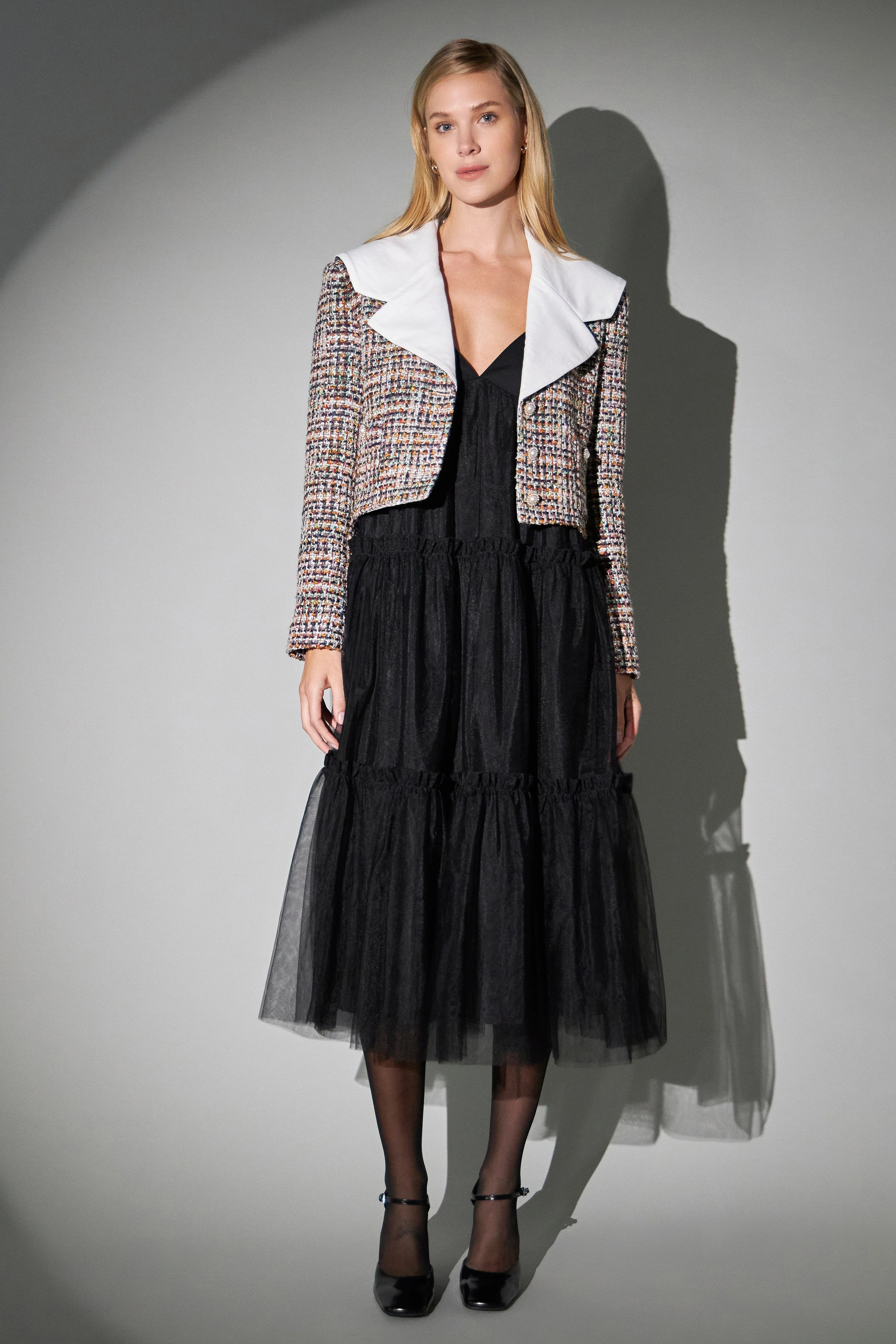 Tulle Contrast Midi Dress - Image 6