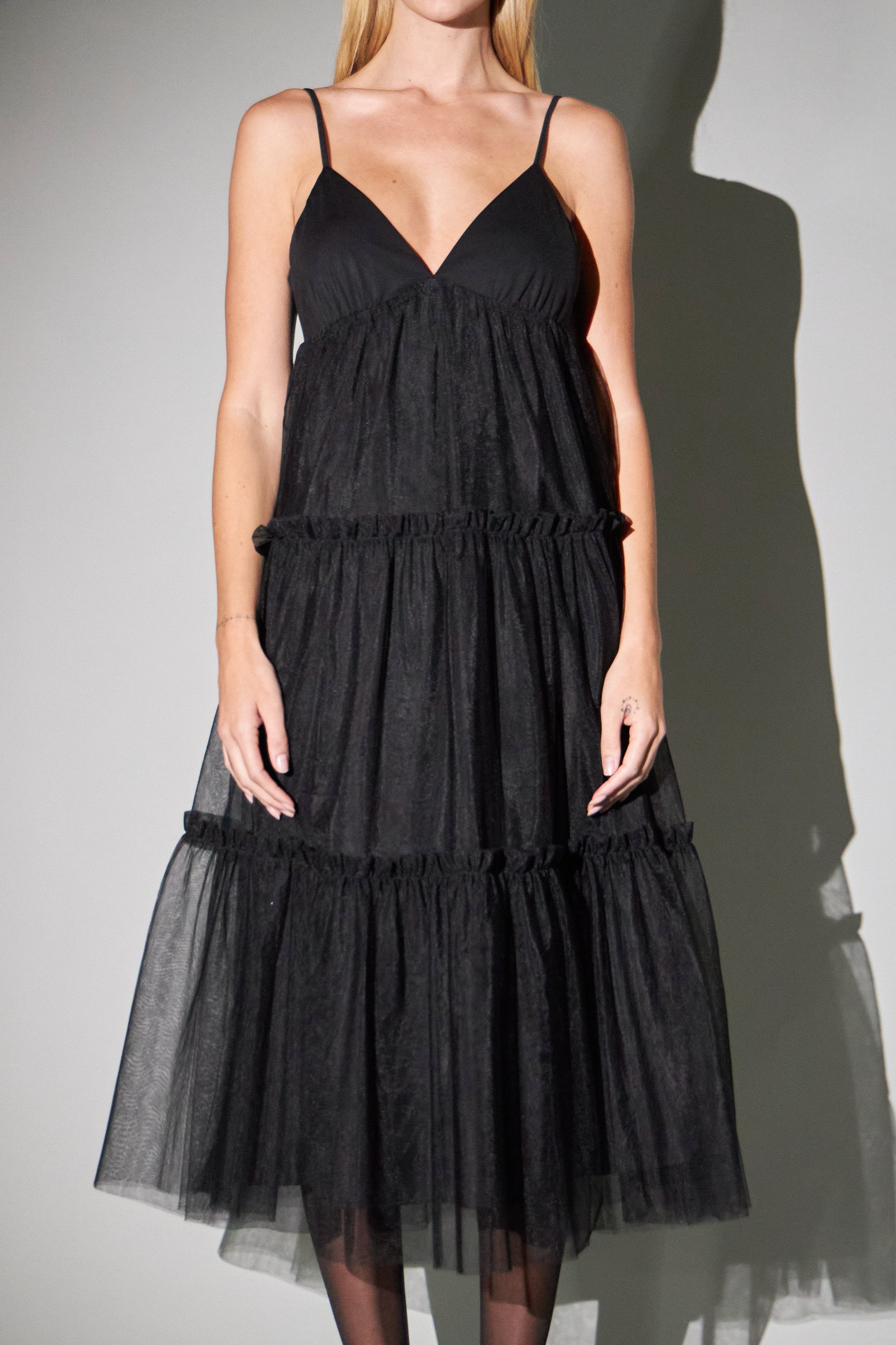 Tulle Contrast Midi Dress - Image 7