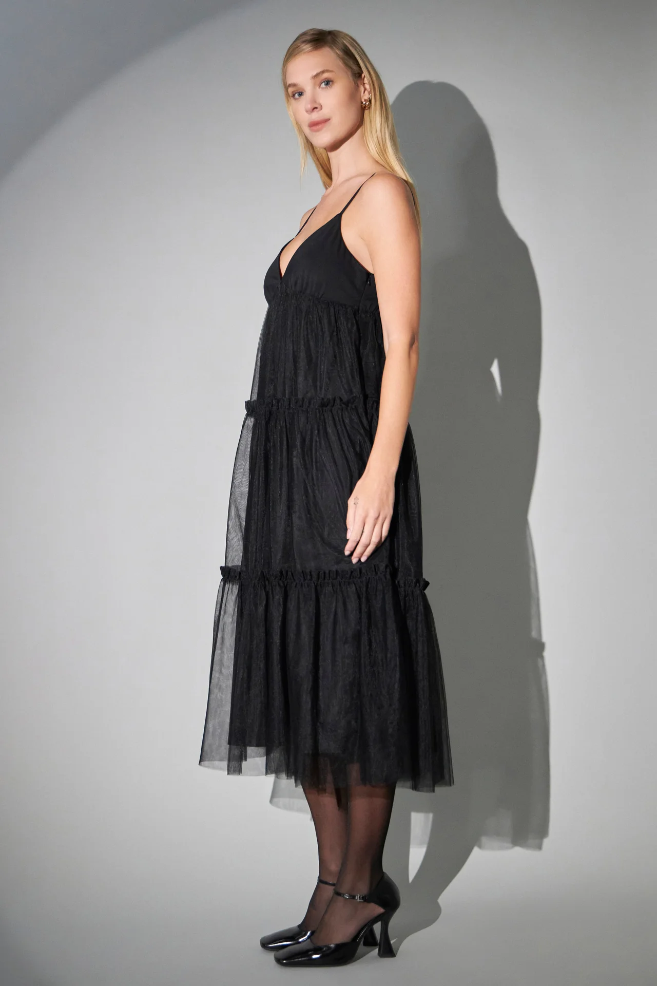 Tulle Contrast Midi Dress - Image 8