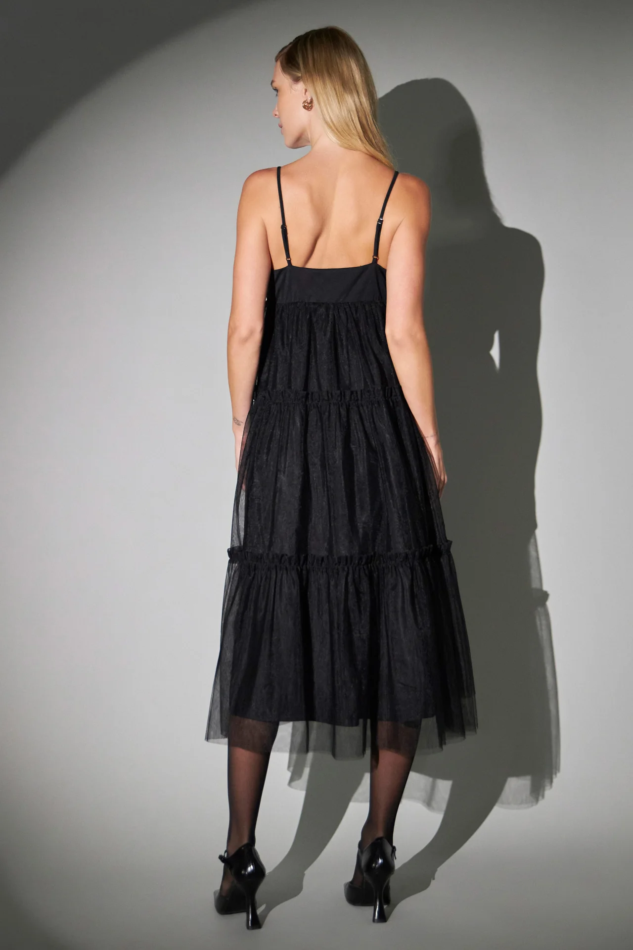 Tulle Contrast Midi Dress - Image 9
