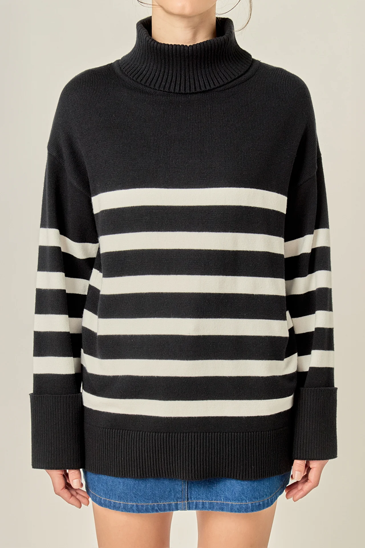 Turtle Neck Stripe Sweater - Image 12
