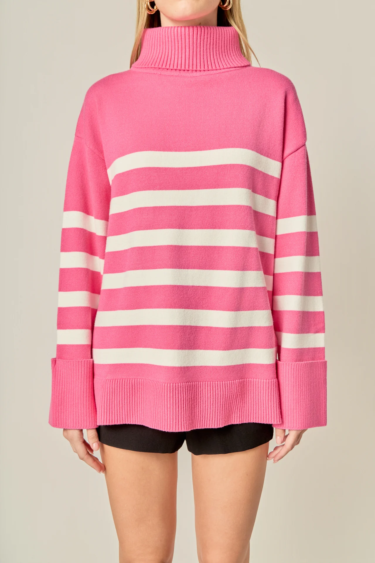 Turtle Neck Stripe Sweater - Image 2