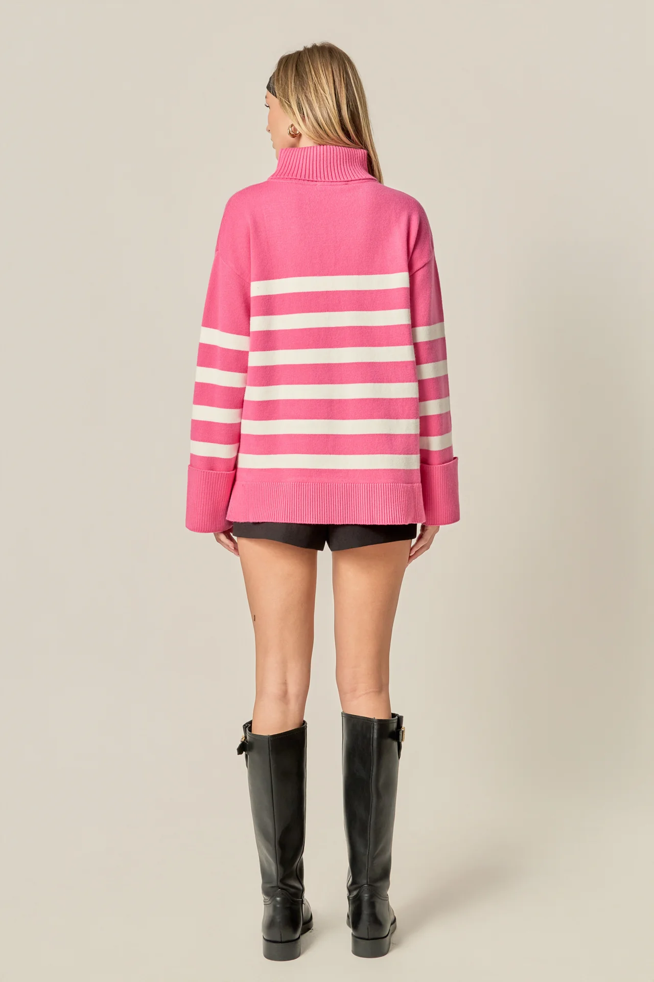 Turtle Neck Stripe Sweater - Image 4