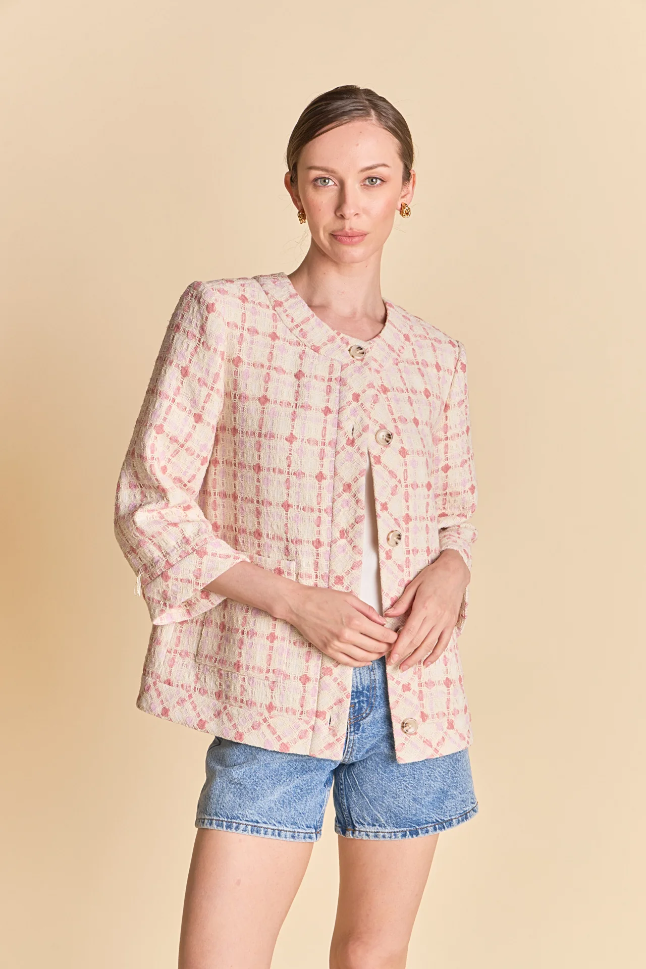 Textured Tweed Boxy Jacket - Image 5
