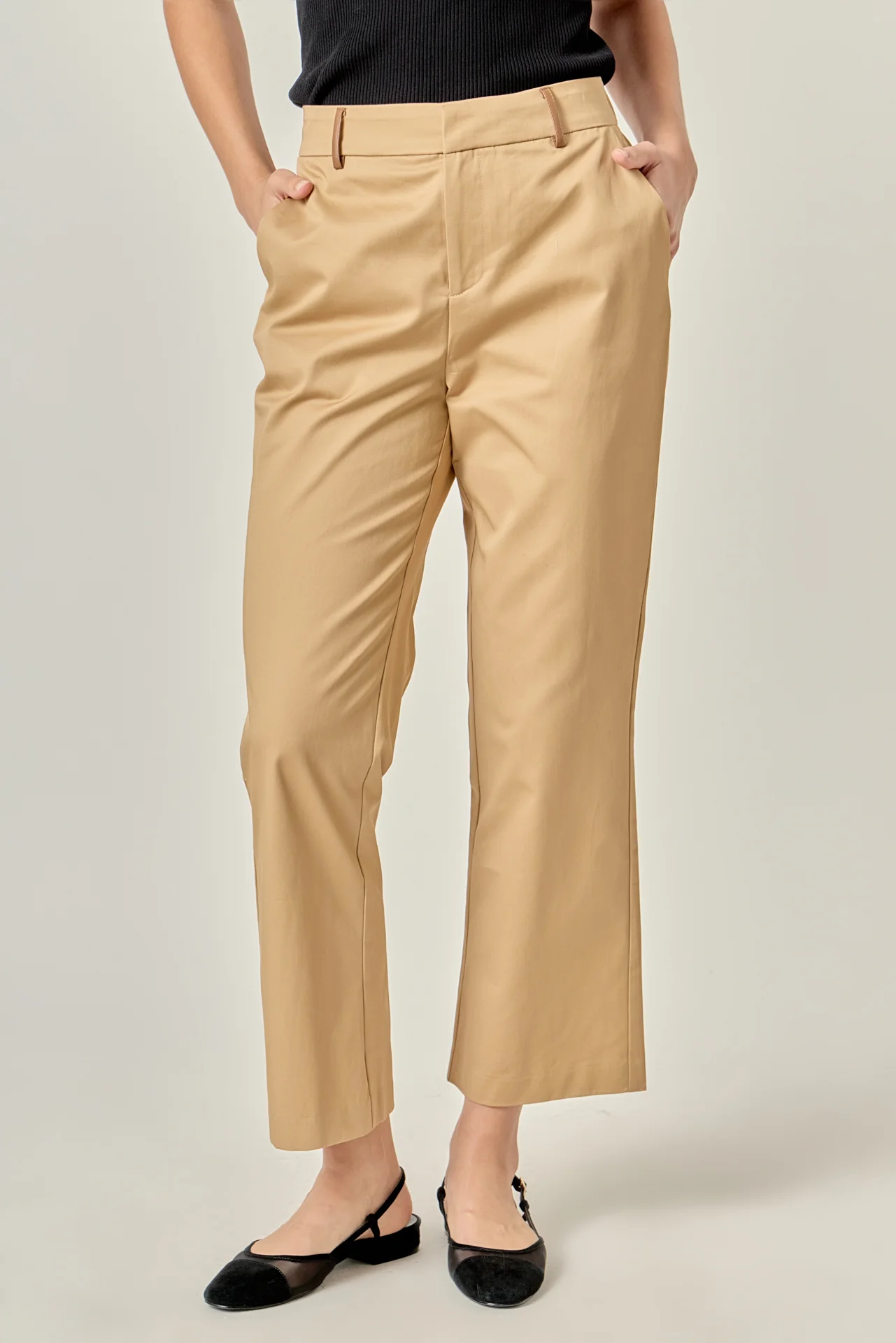 Twill Cropped Flared Hem Pants - Image 5