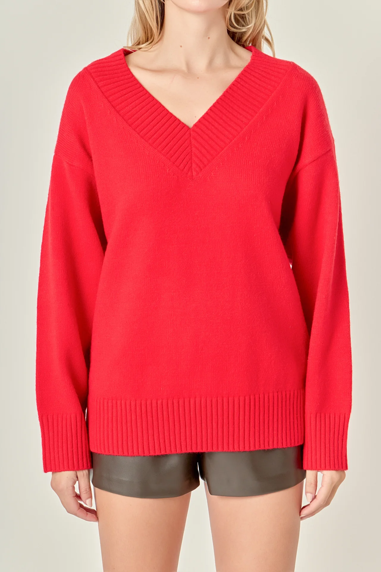 V Neckline Oversized Sweater - Image 2