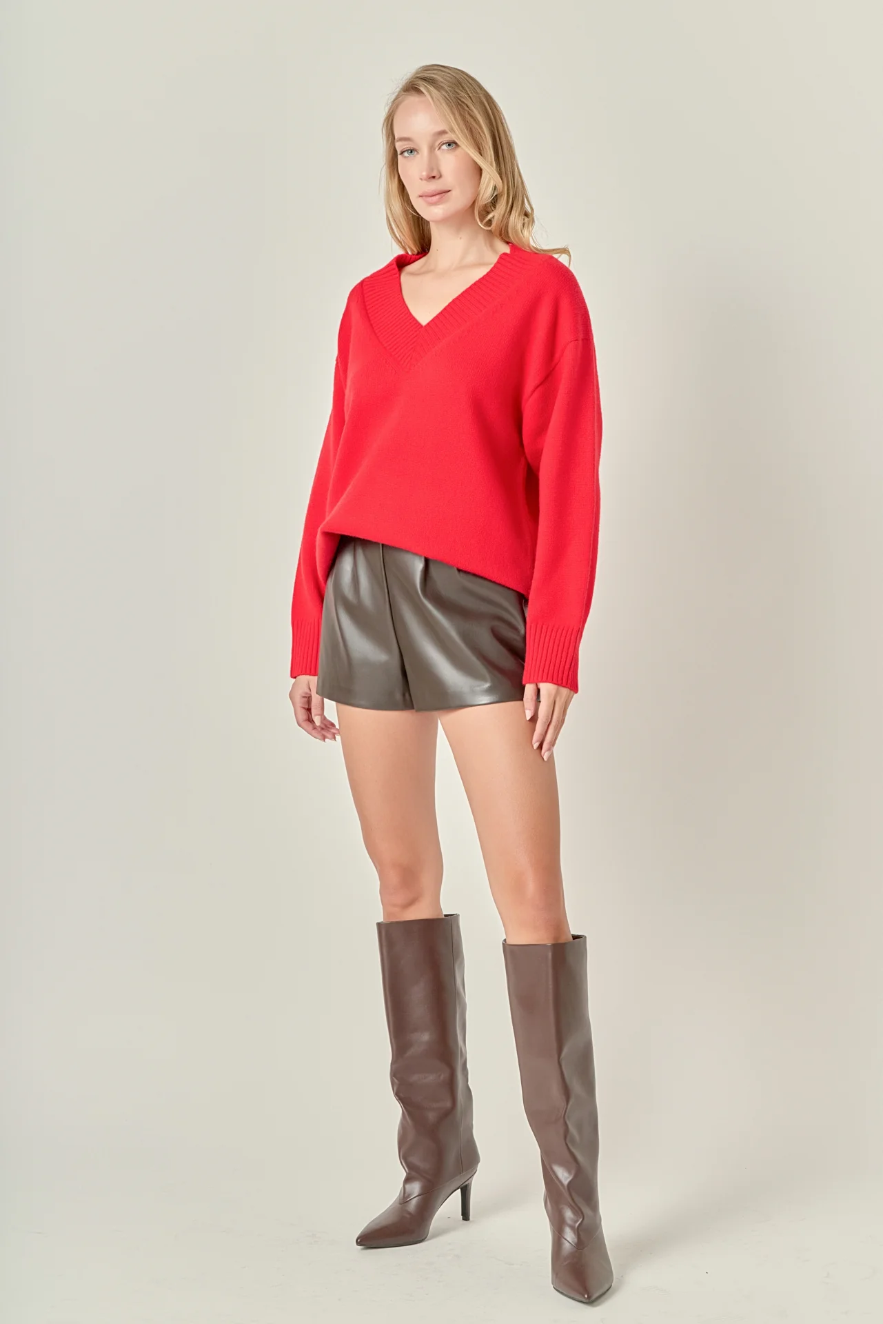 V Neckline Oversized Sweater - Image 3