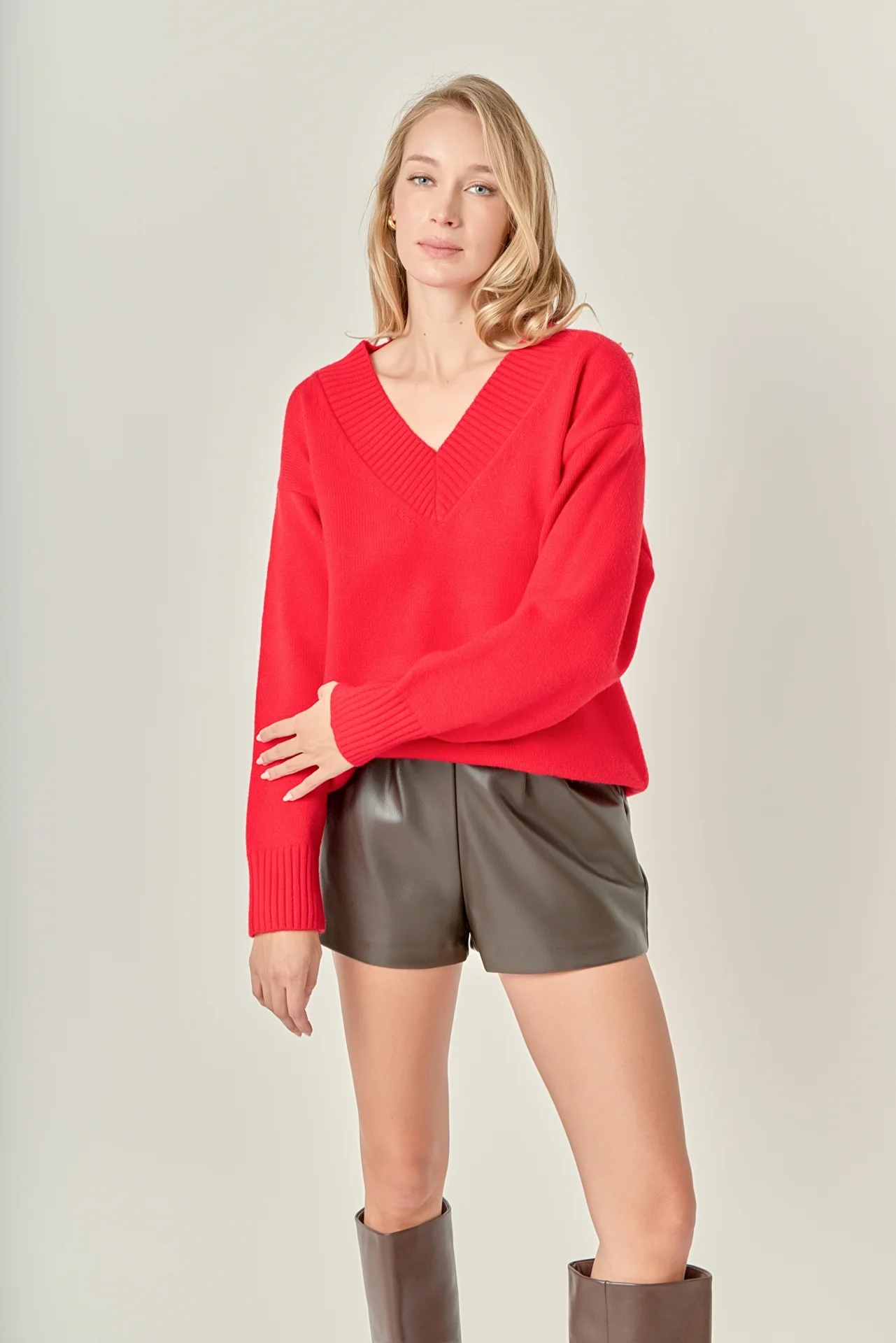 V Neckline Oversized Sweater - Image 5